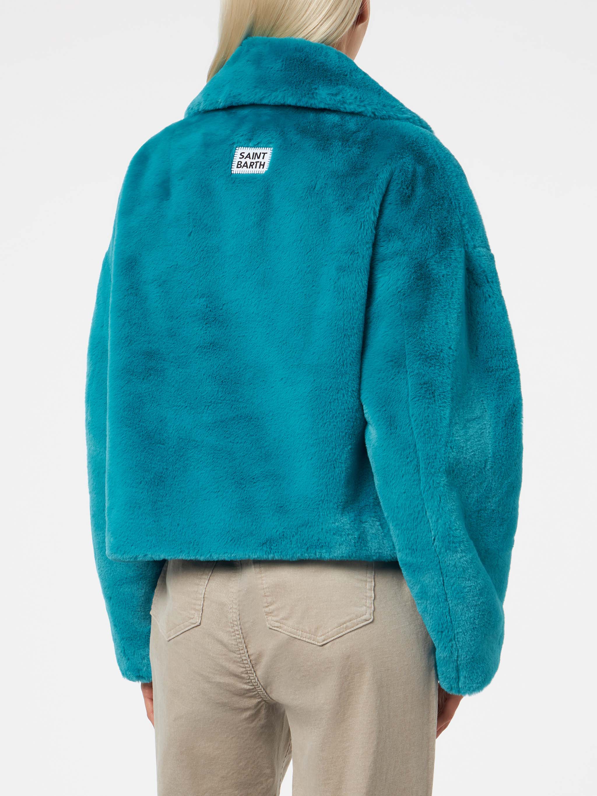 Teal furry Emelyn short jacket - Image 2