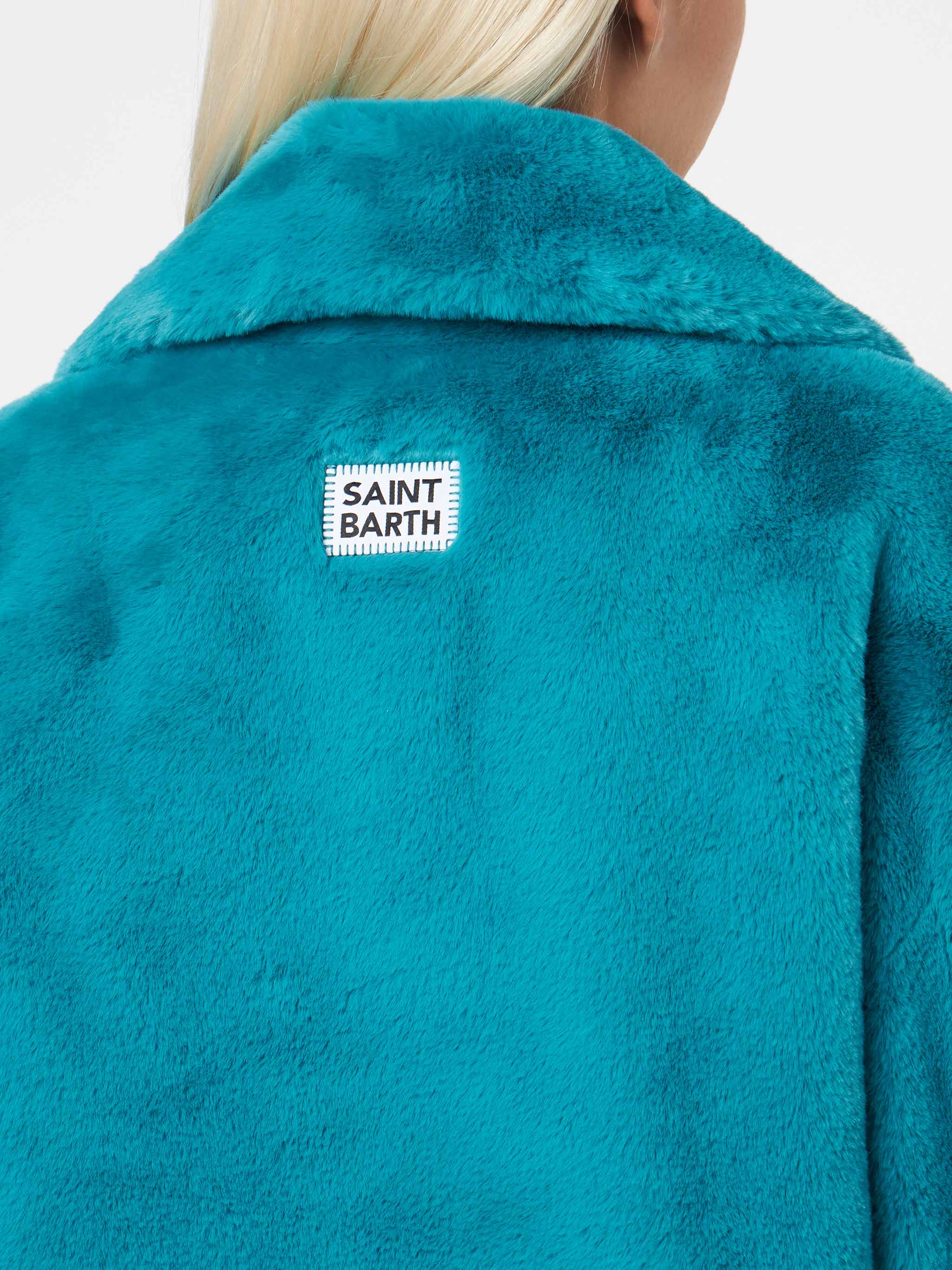 Teal furry Emelyn short jacket - Image 3