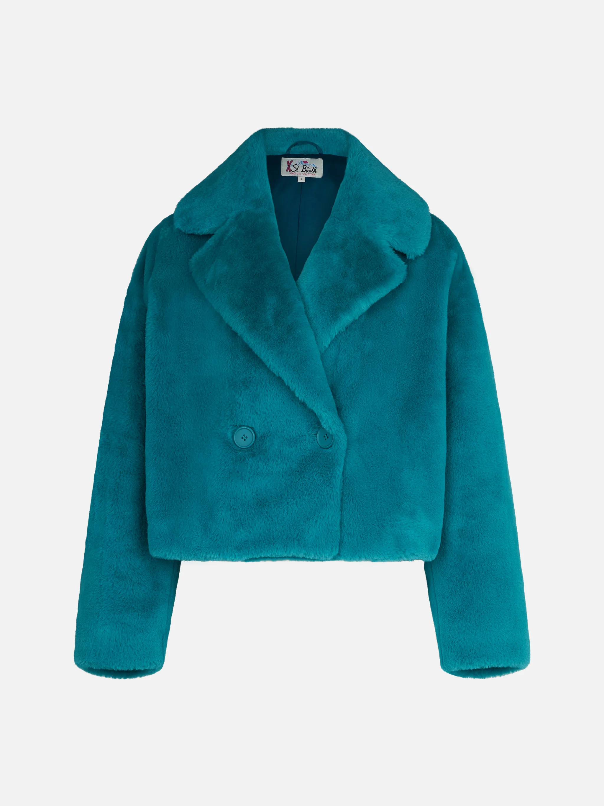 Teal furry Emelyn short jacket - Image 4