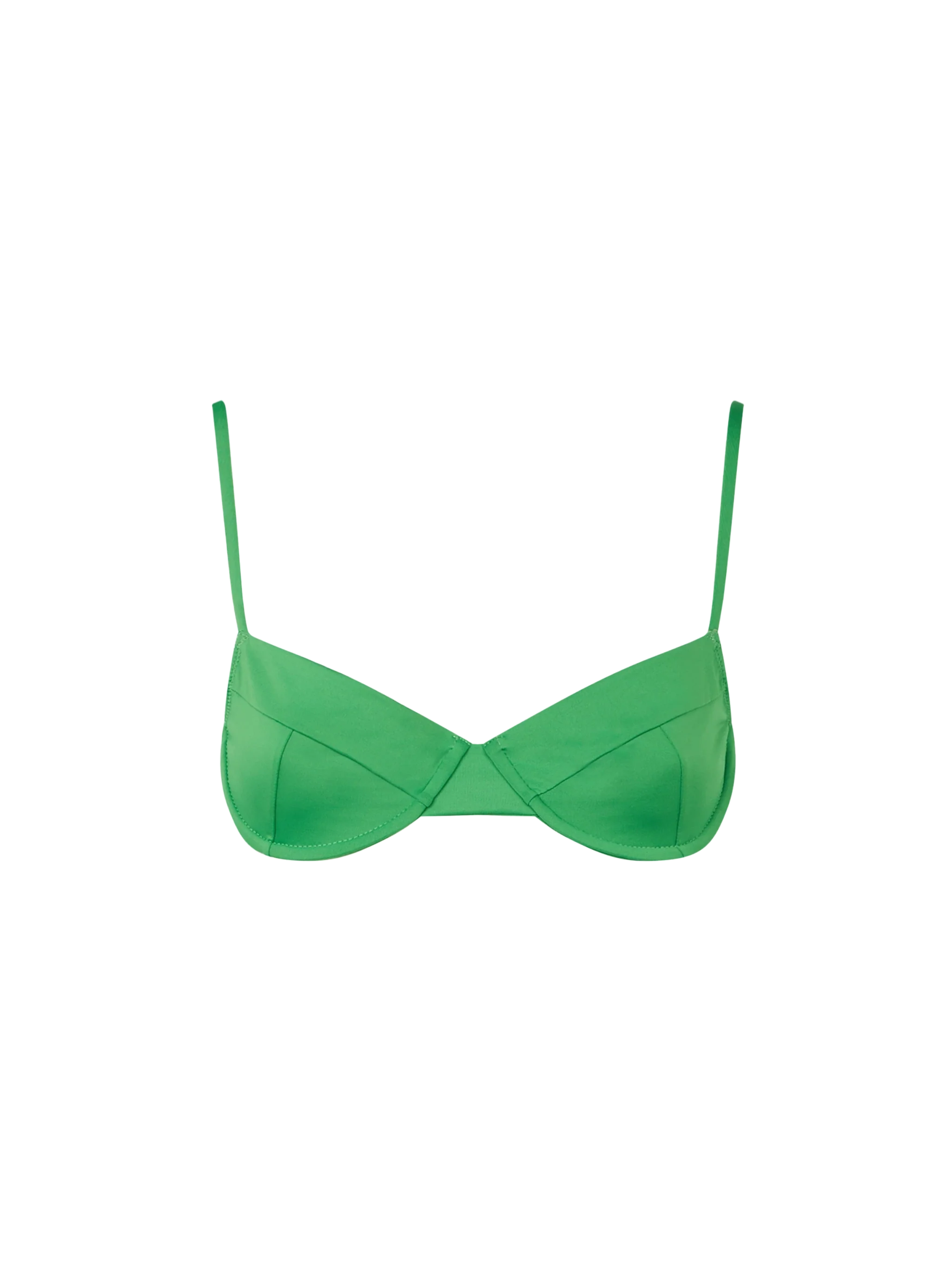 Bea green solid color underwired bralette bikini top