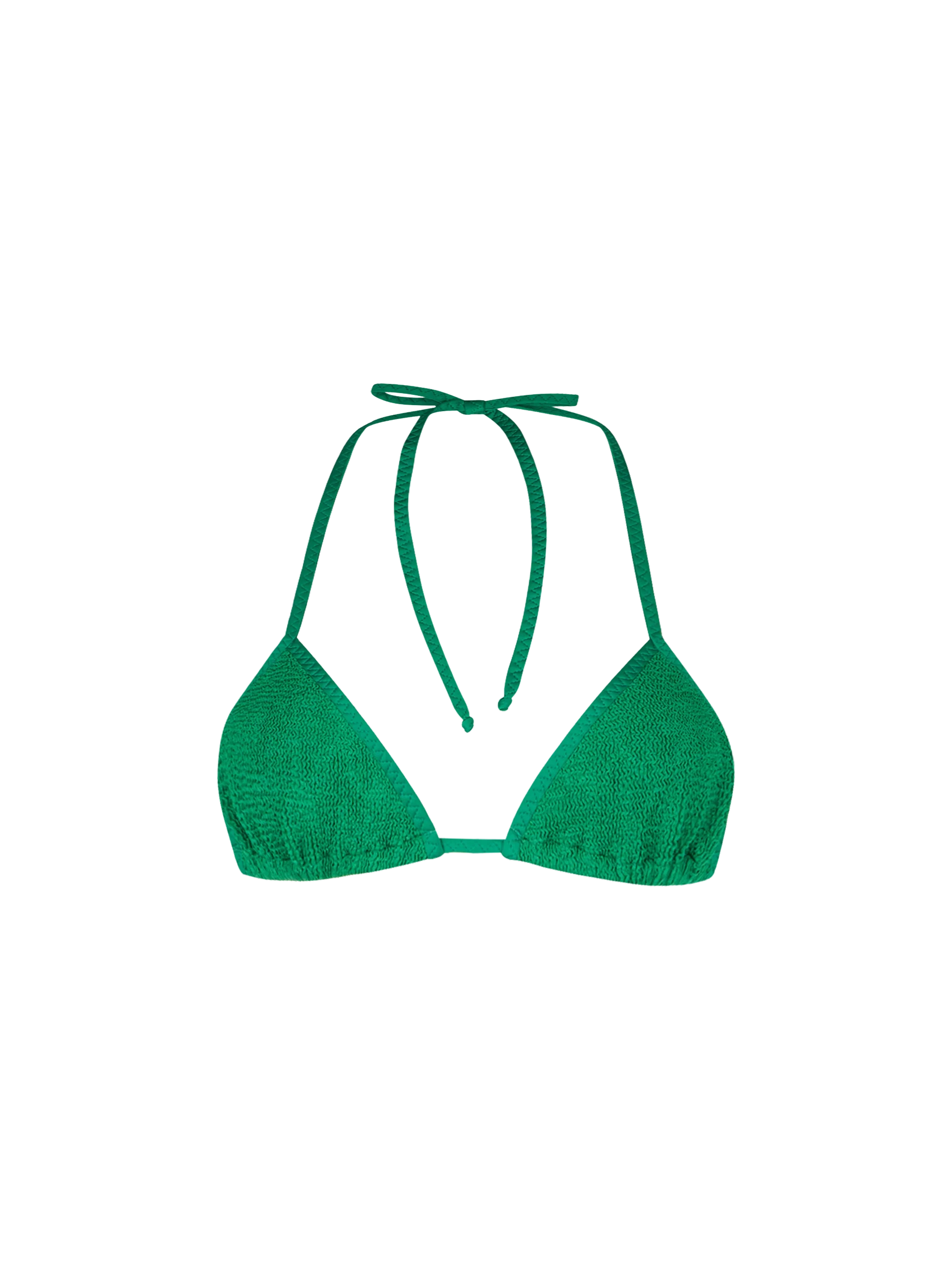 Leah green crinkle triangle bikini top