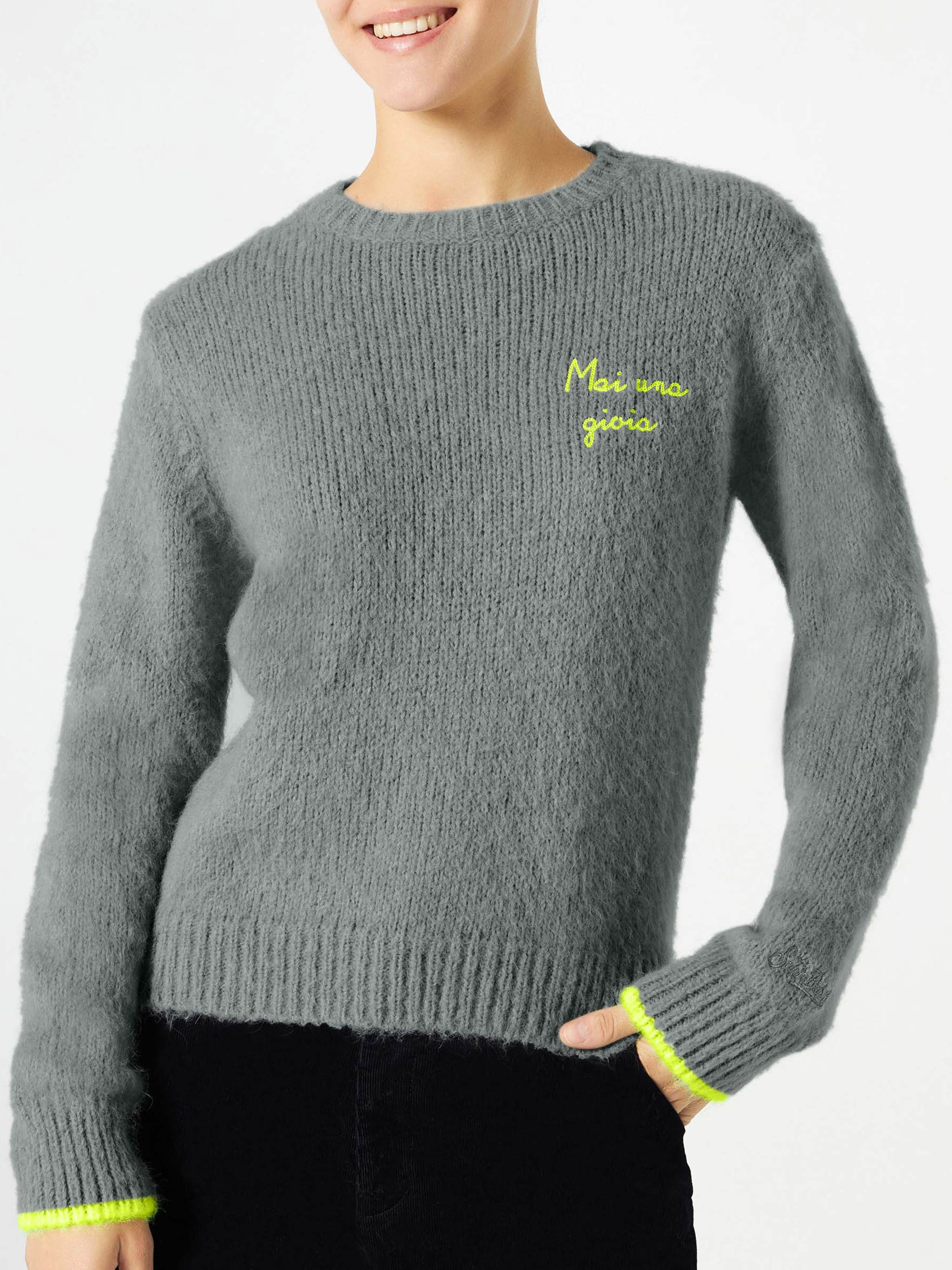New Queen grey brushed sweater with embroidery - Image 2