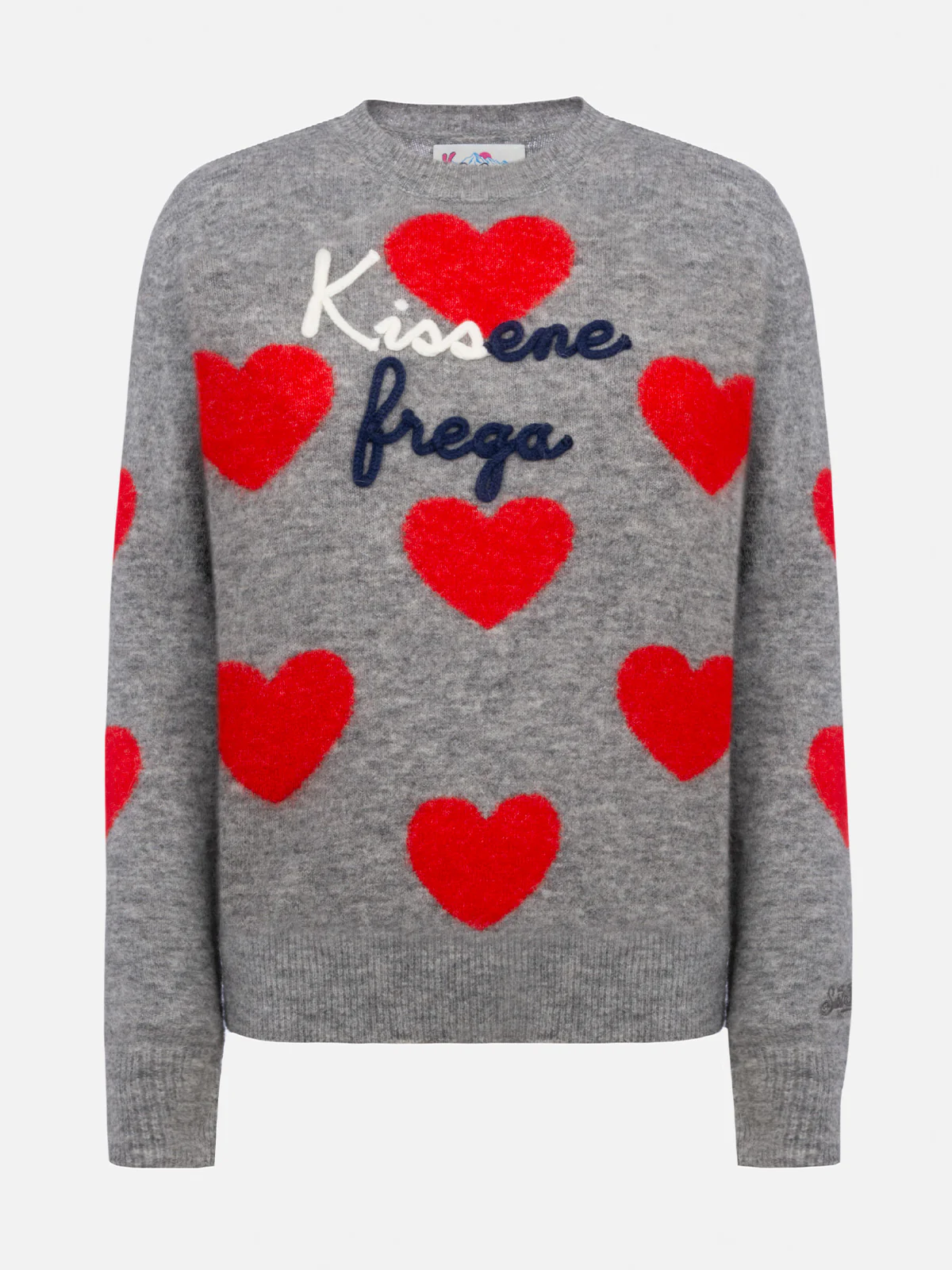 New Queen grey alpaca blend sweater with Kissene embroidery - Image 4