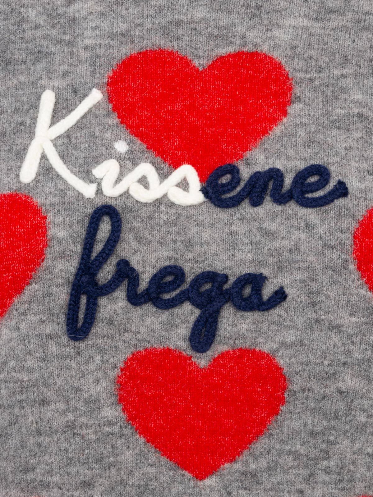 New Queen grey alpaca blend sweater with Kissene embroidery - Image 6