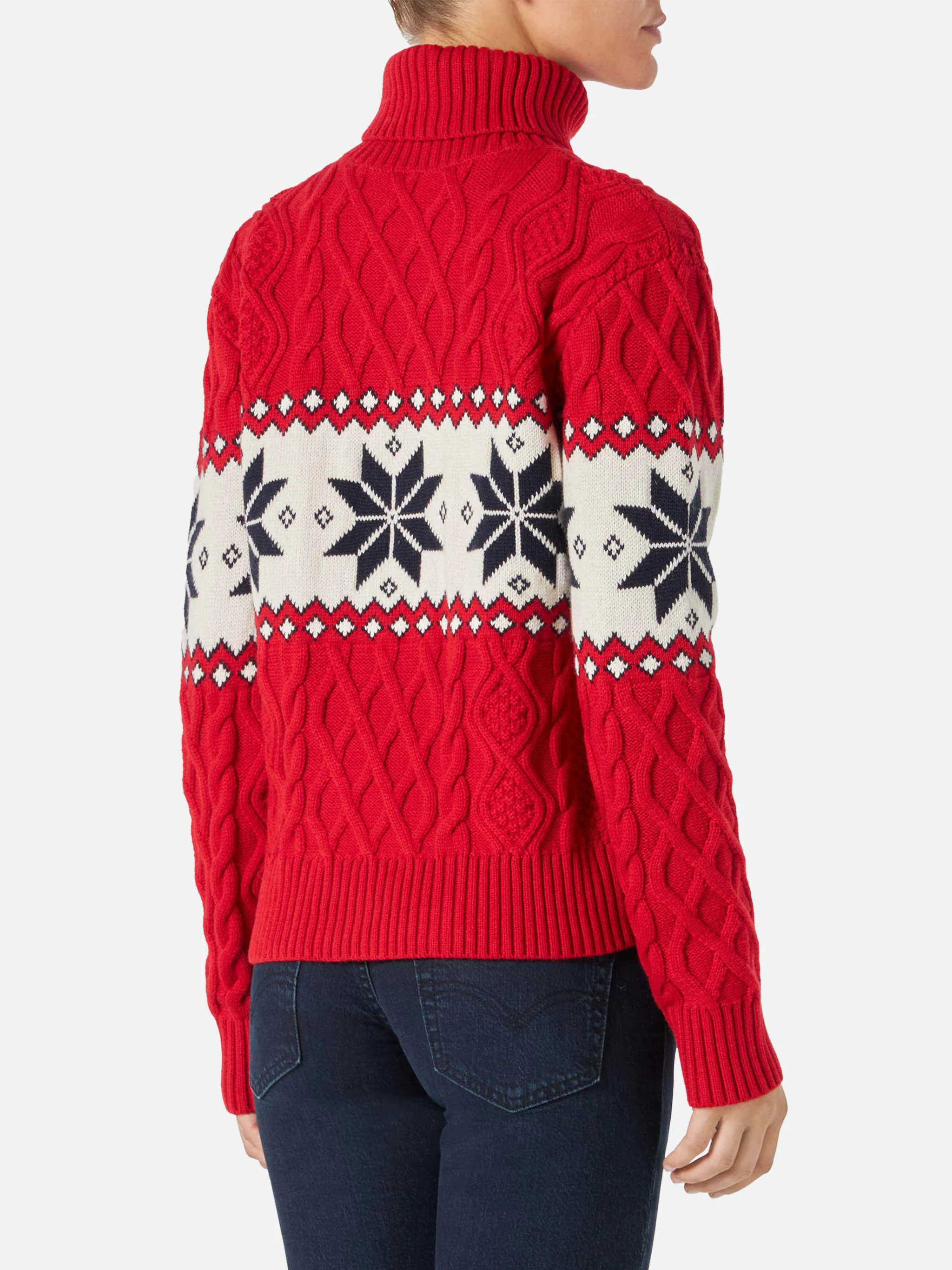 Anton red half-turtleneck sweater with Cortina lettering - Image 3