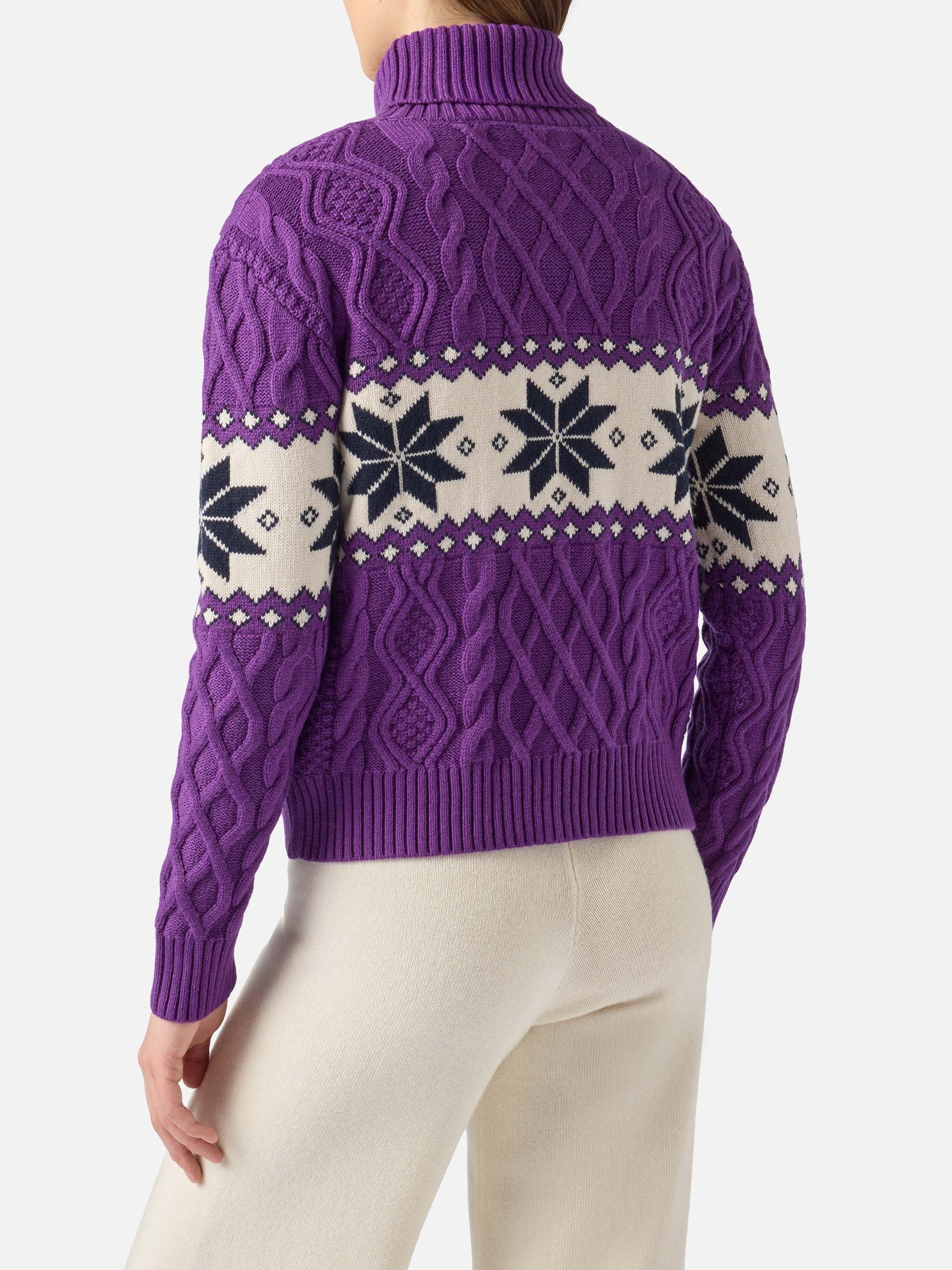 Purple Anton braided sweater half turtleneck with logo - Image 3