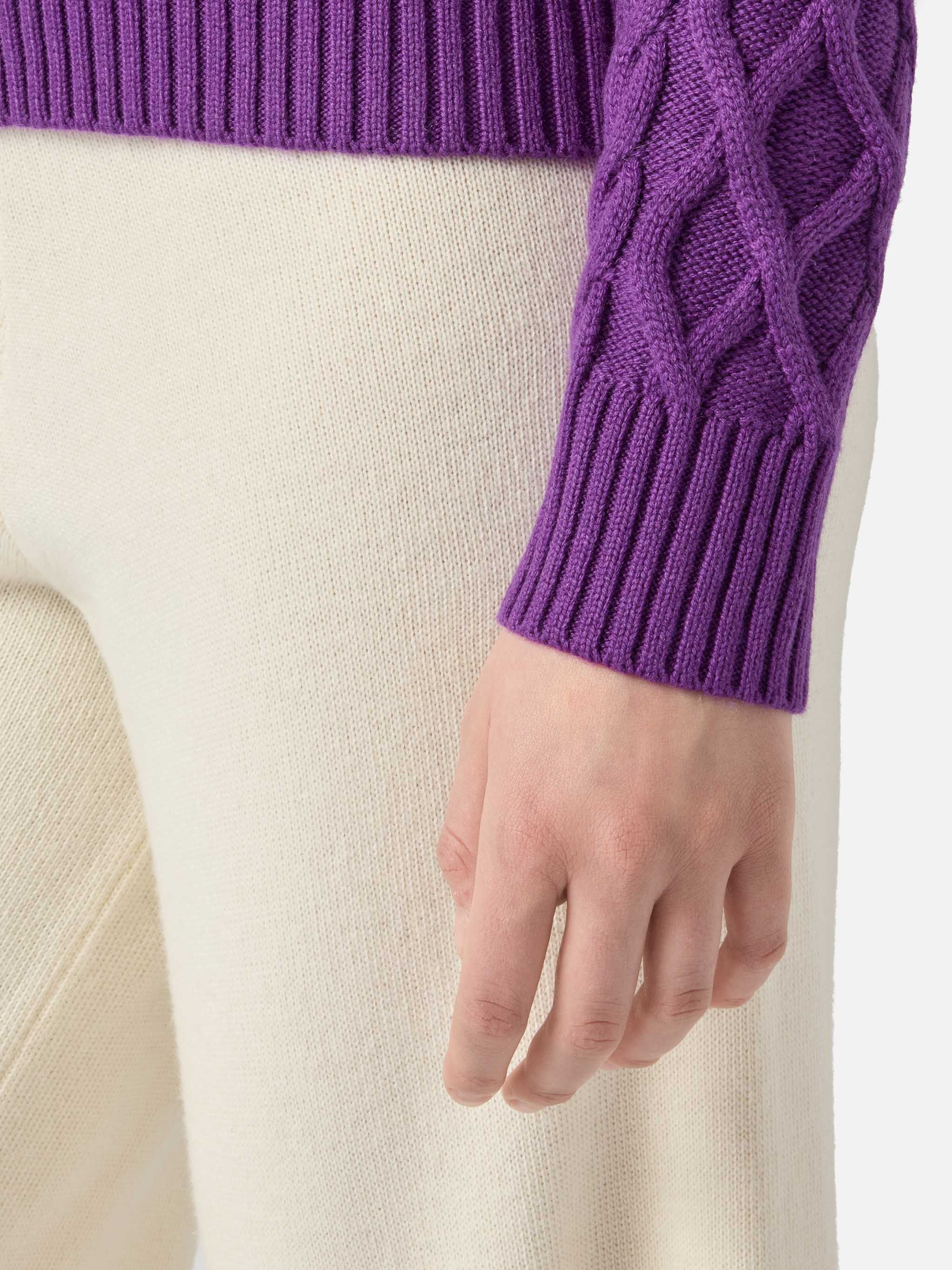 Purple Anton braided sweater half turtleneck with logo - Image 4