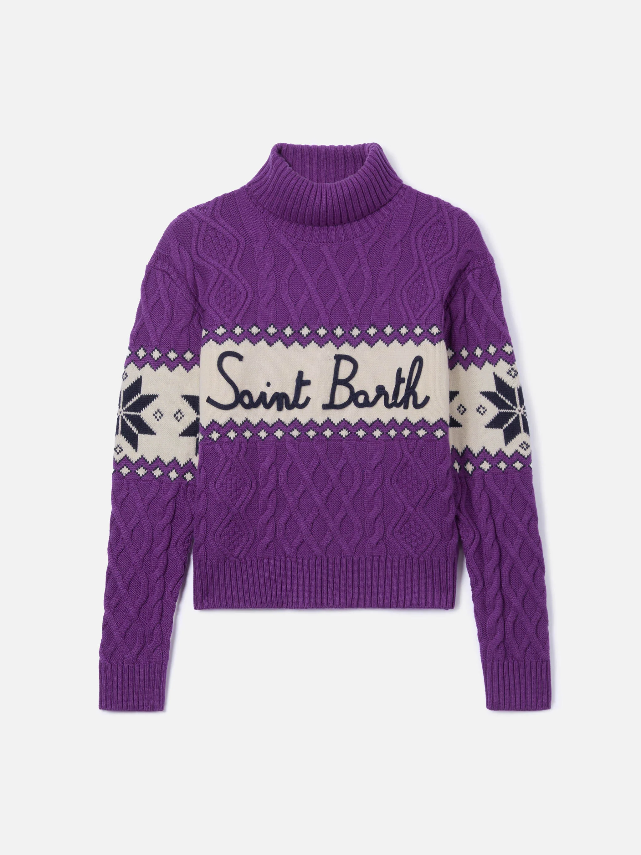 Purple Anton braided sweater half turtleneck with logo - Image 5