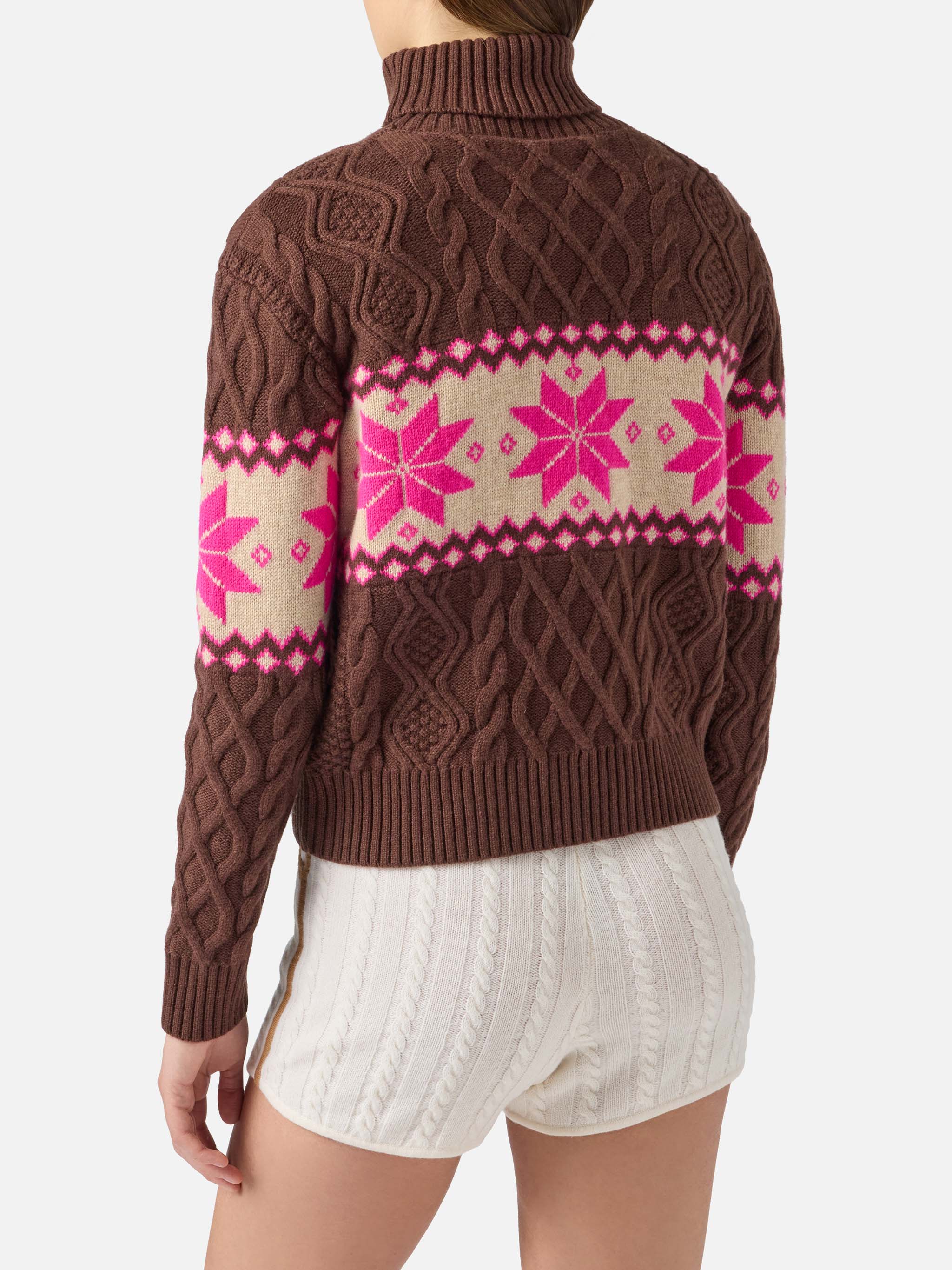 Brown braided Anton sweater with half turtleneck - Image 3