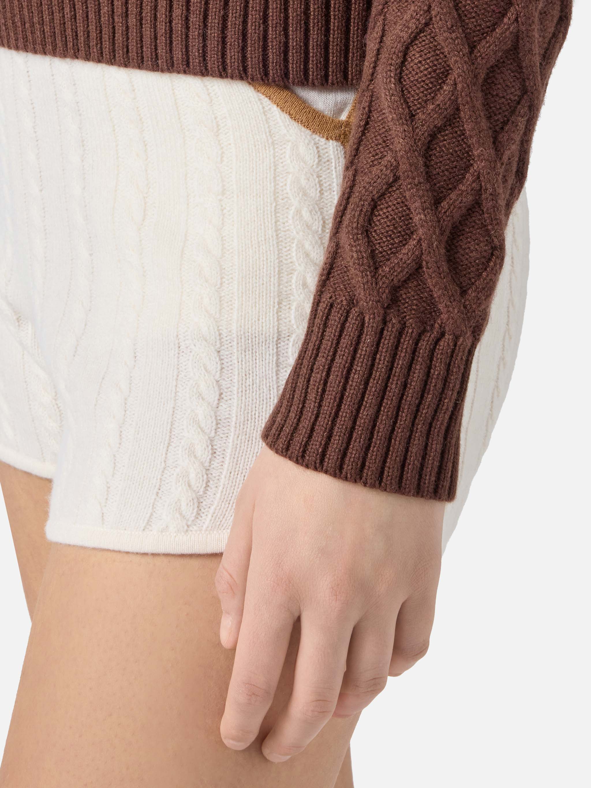 Brown braided Anton sweater with half turtleneck - Image 4