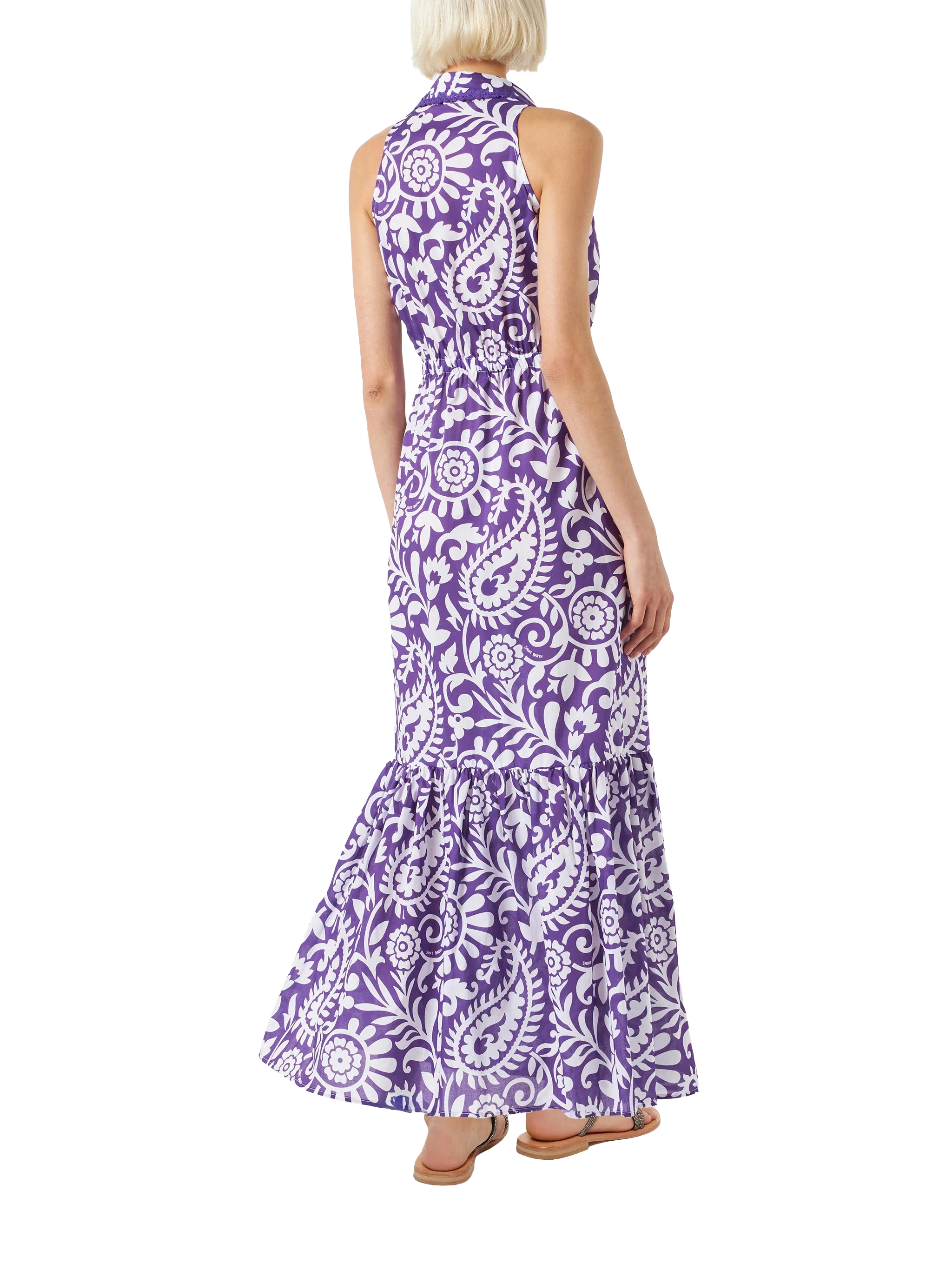 Purple Ida cotton long dress with paisley print - Image 2