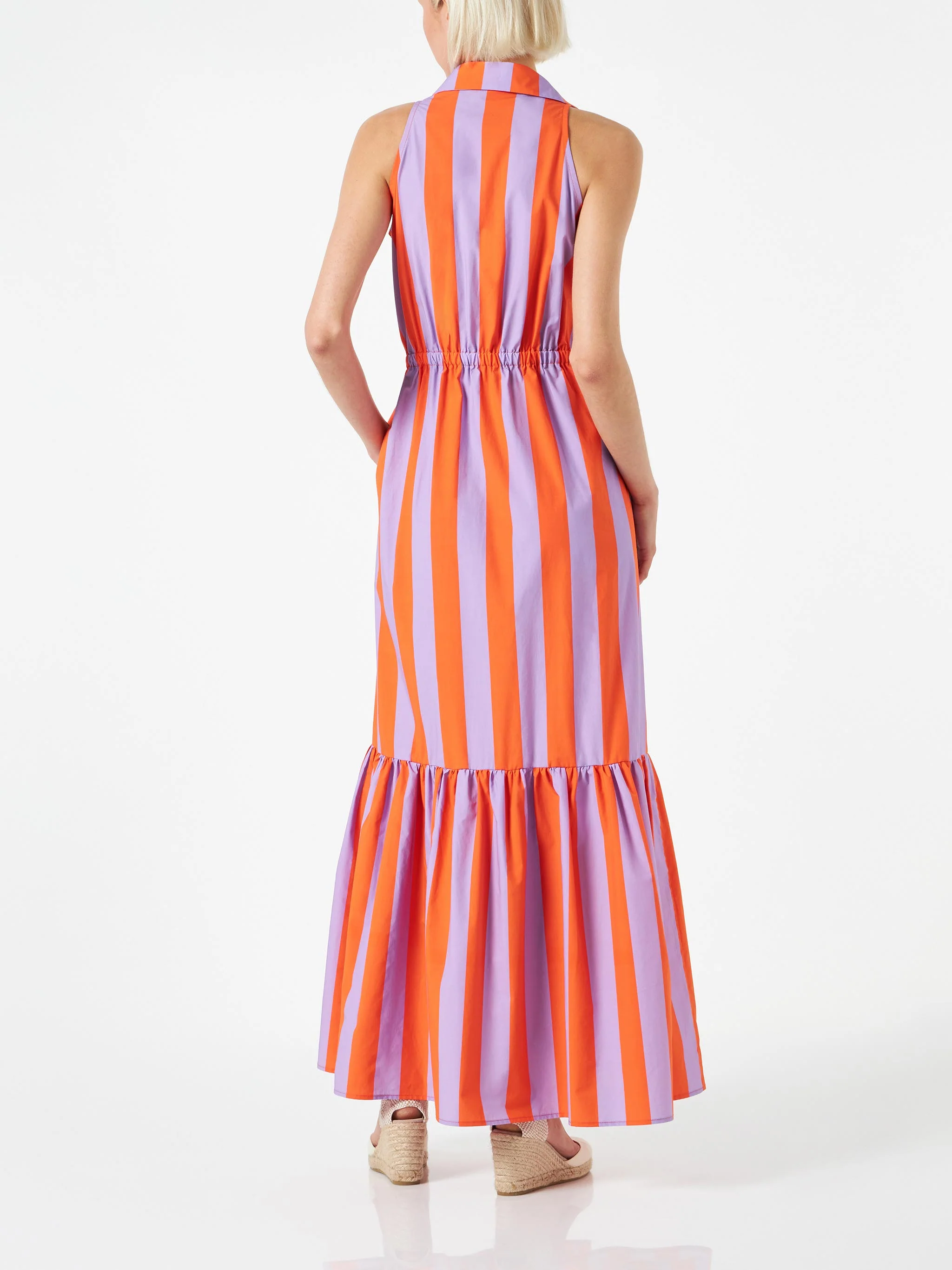 Ida cotton long dress with striped print - Image 2