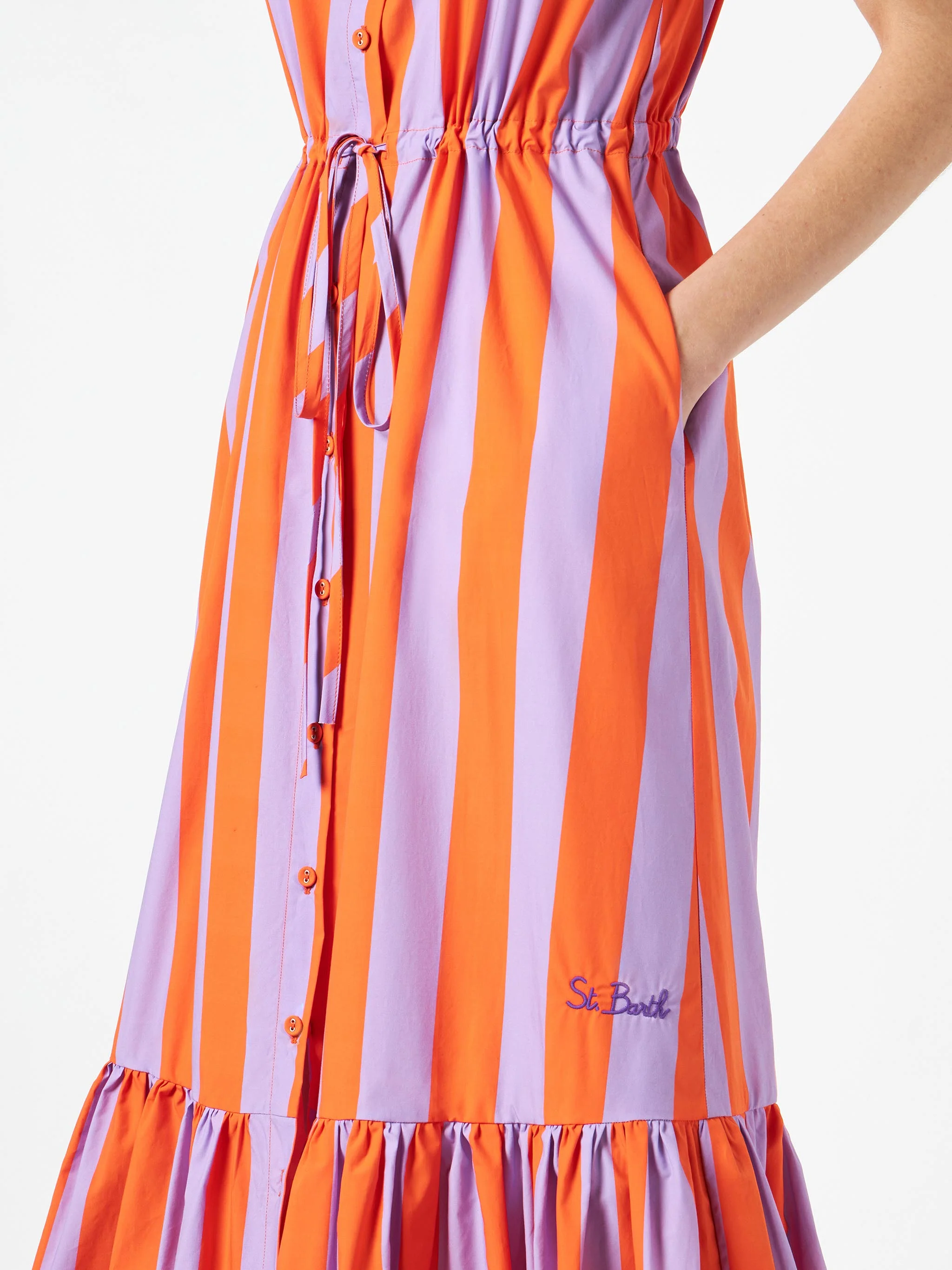 Ida cotton long dress with striped print - Image 3