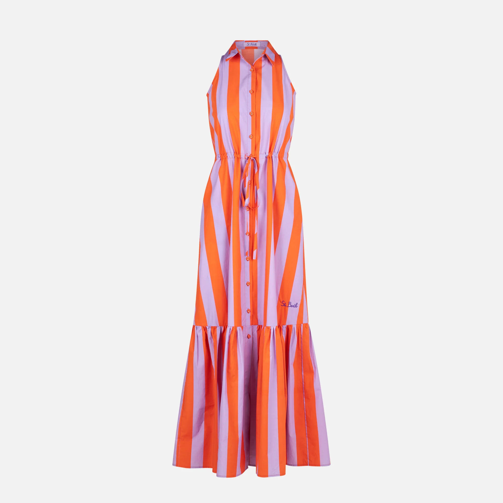 Ida cotton long dress with striped print - Image 4
