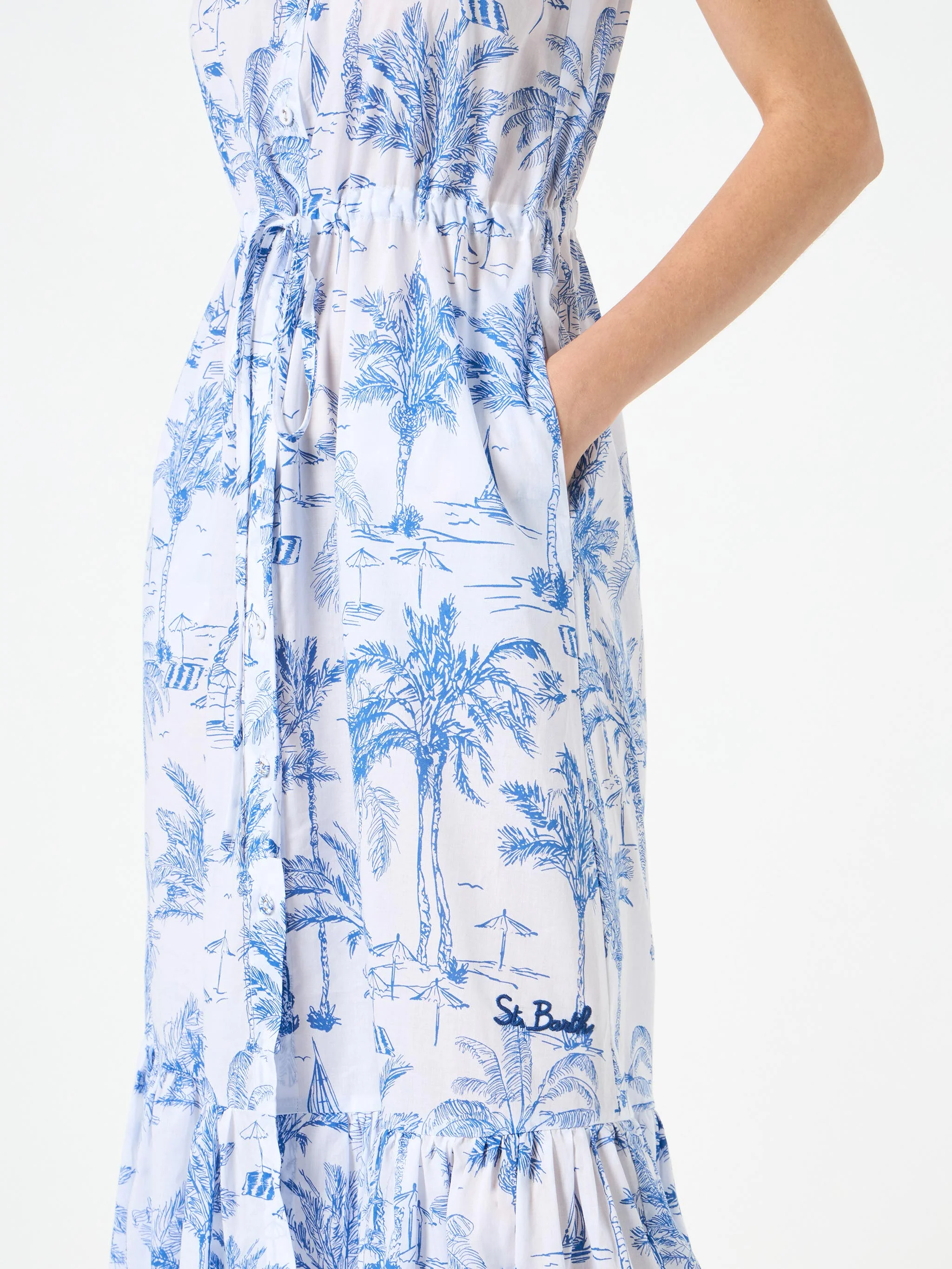 Toile de jouy Ida halterneck long dress - Image 3
