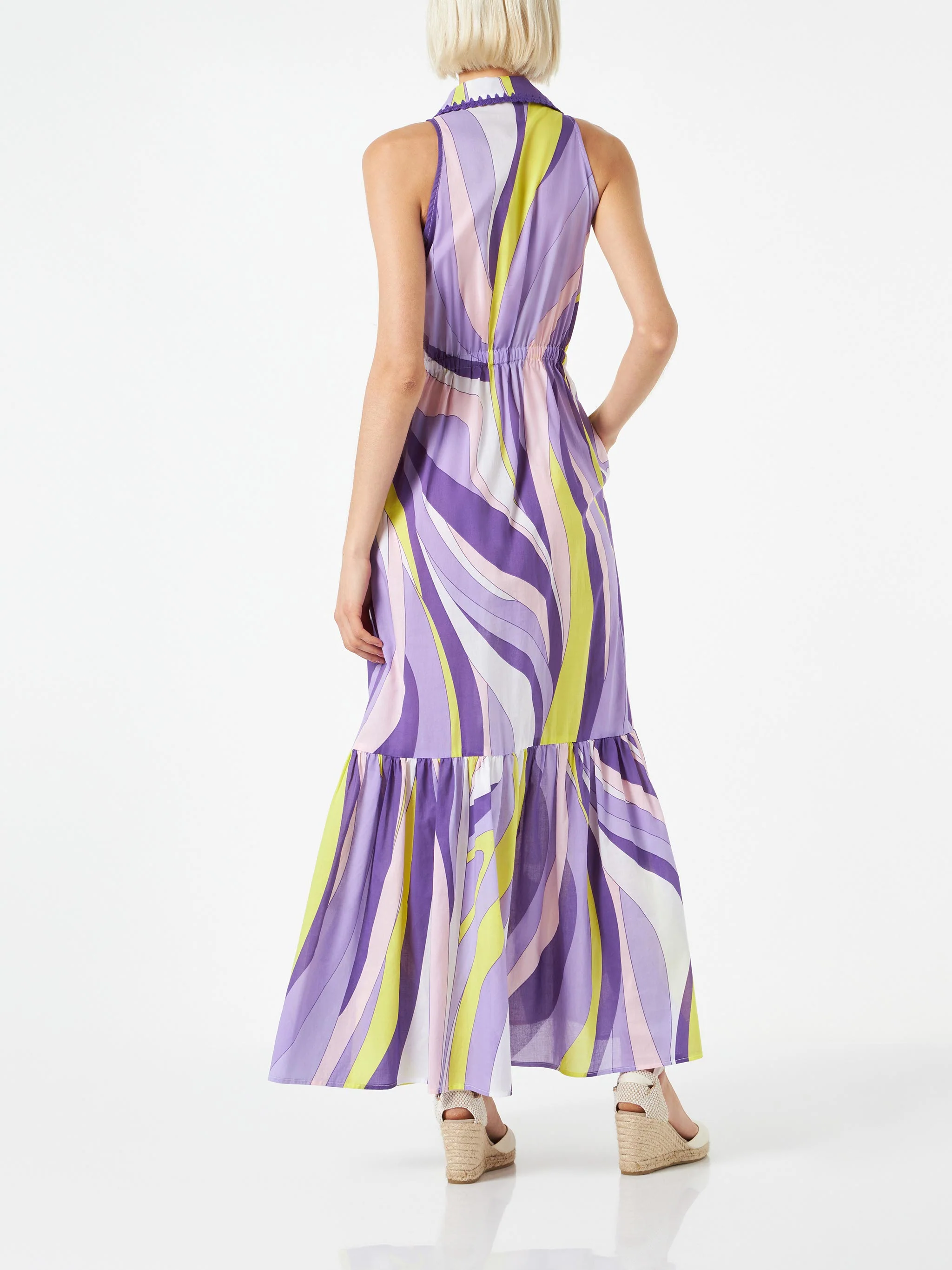 Ida cotton long dress with wave print - Image 2