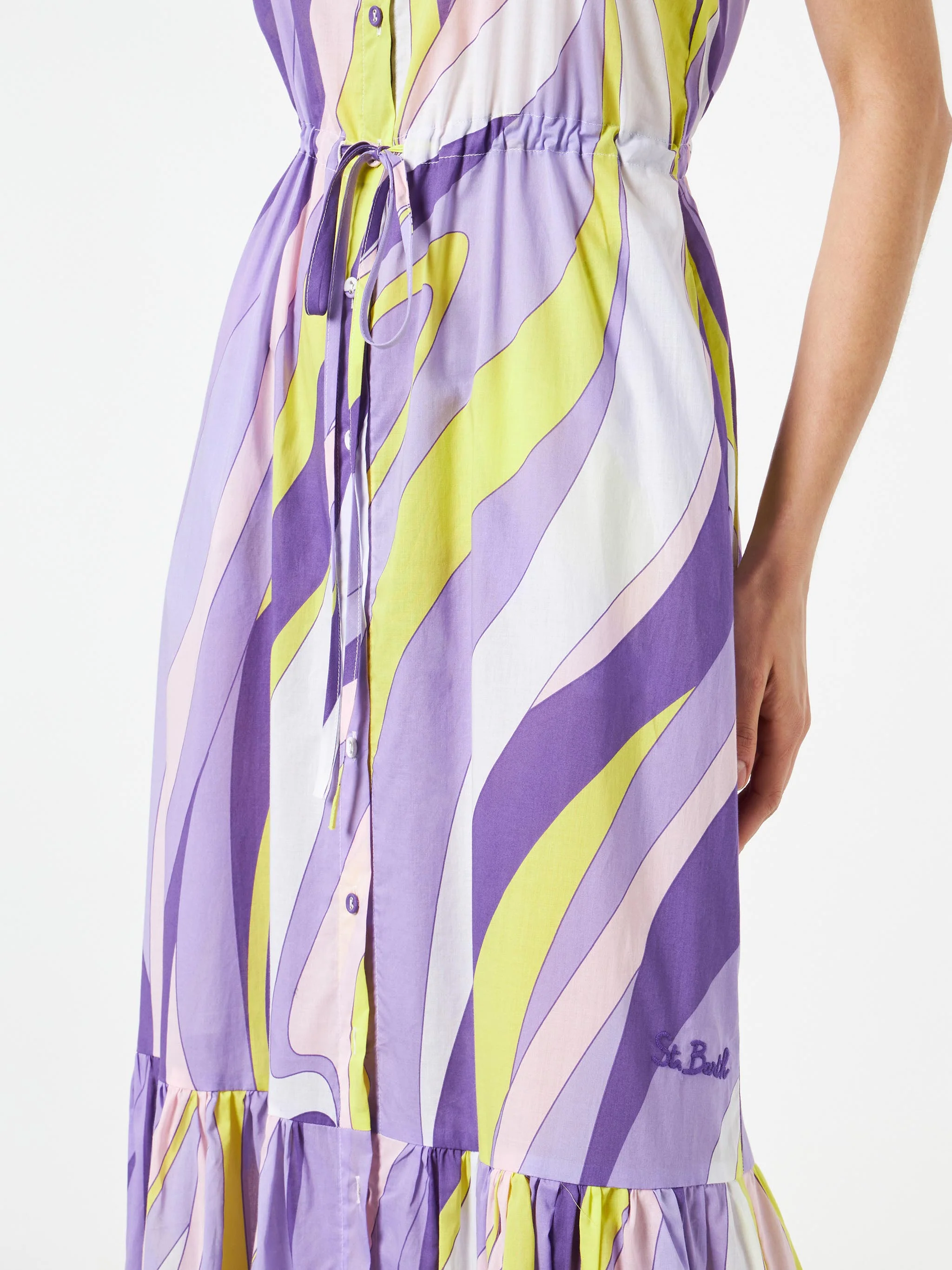 Ida cotton long dress with wave print - Image 4
