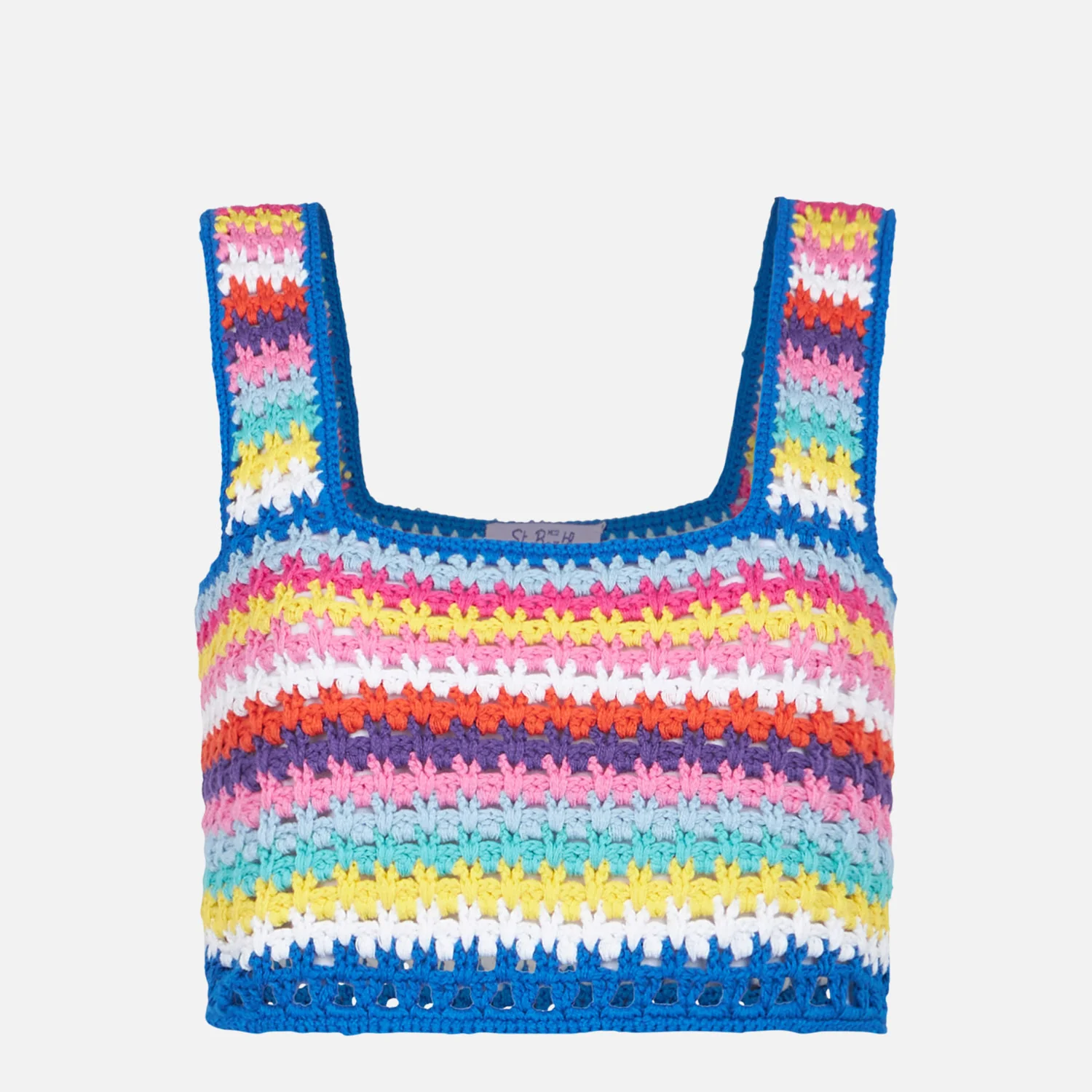 Multicolor crochet Halima top on bluette background - Image 5
