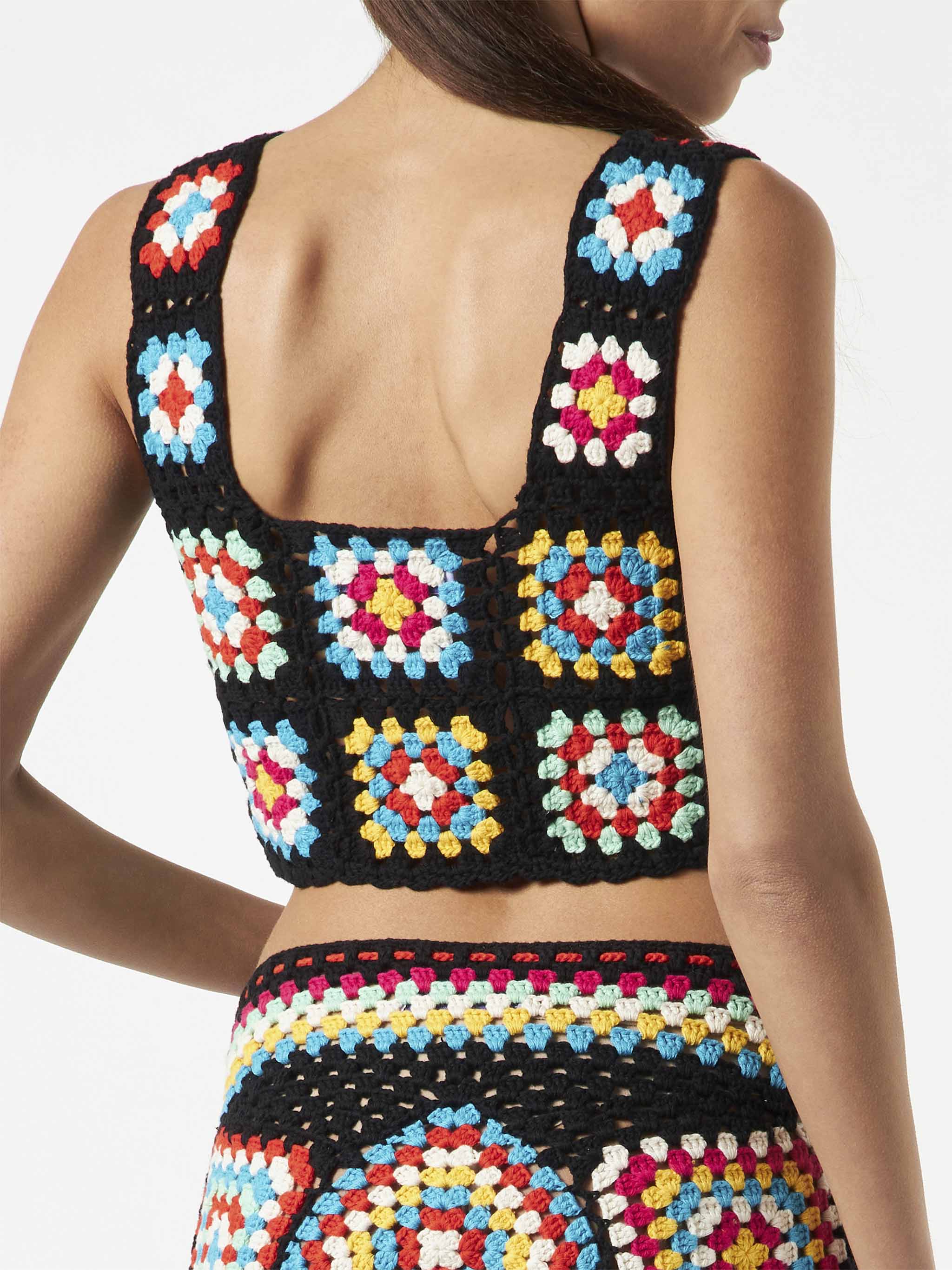 Multicolor crochet Halima top on black base - Image 2