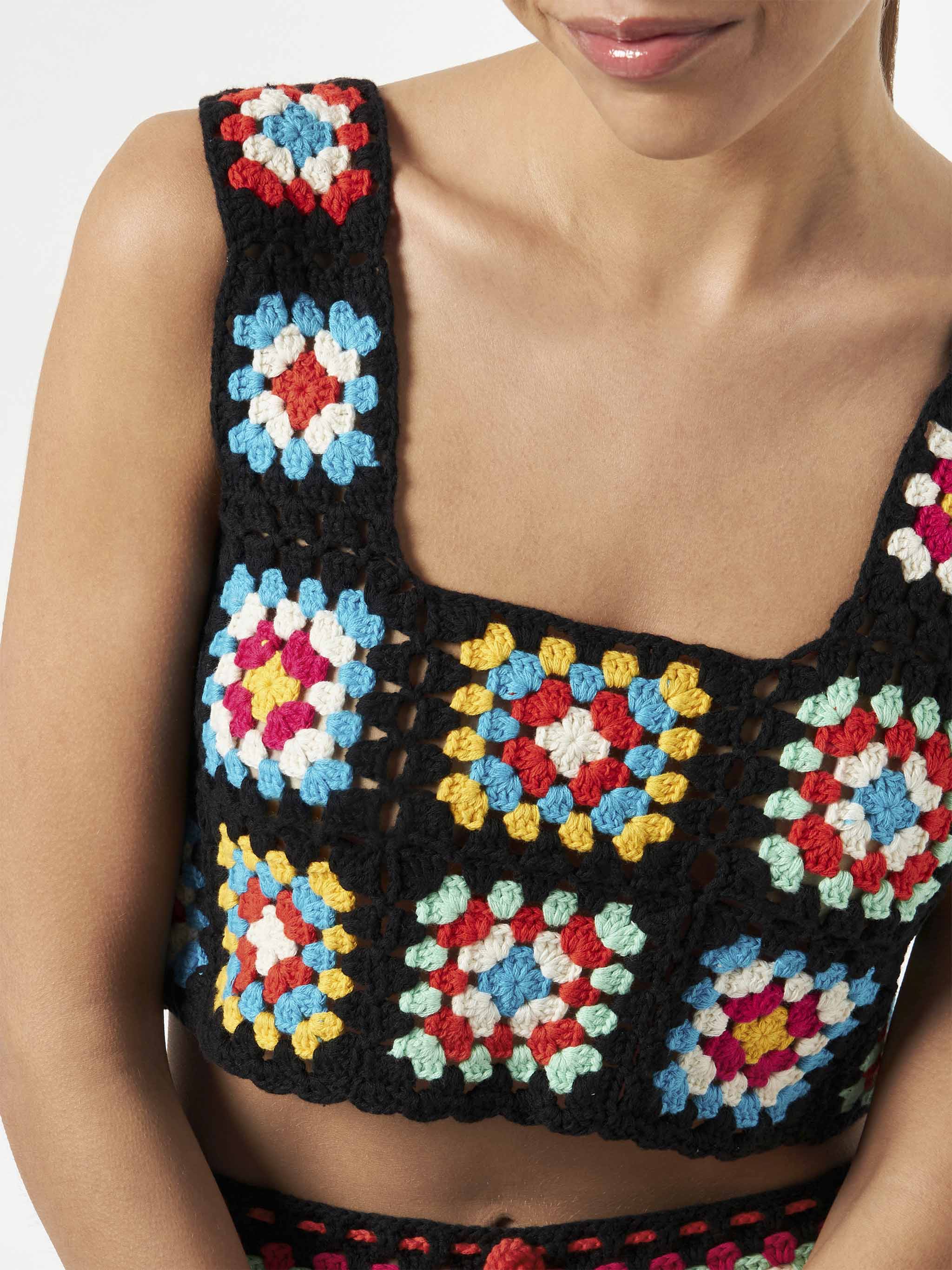 Multicolor crochet Halima top on black base - Image 3