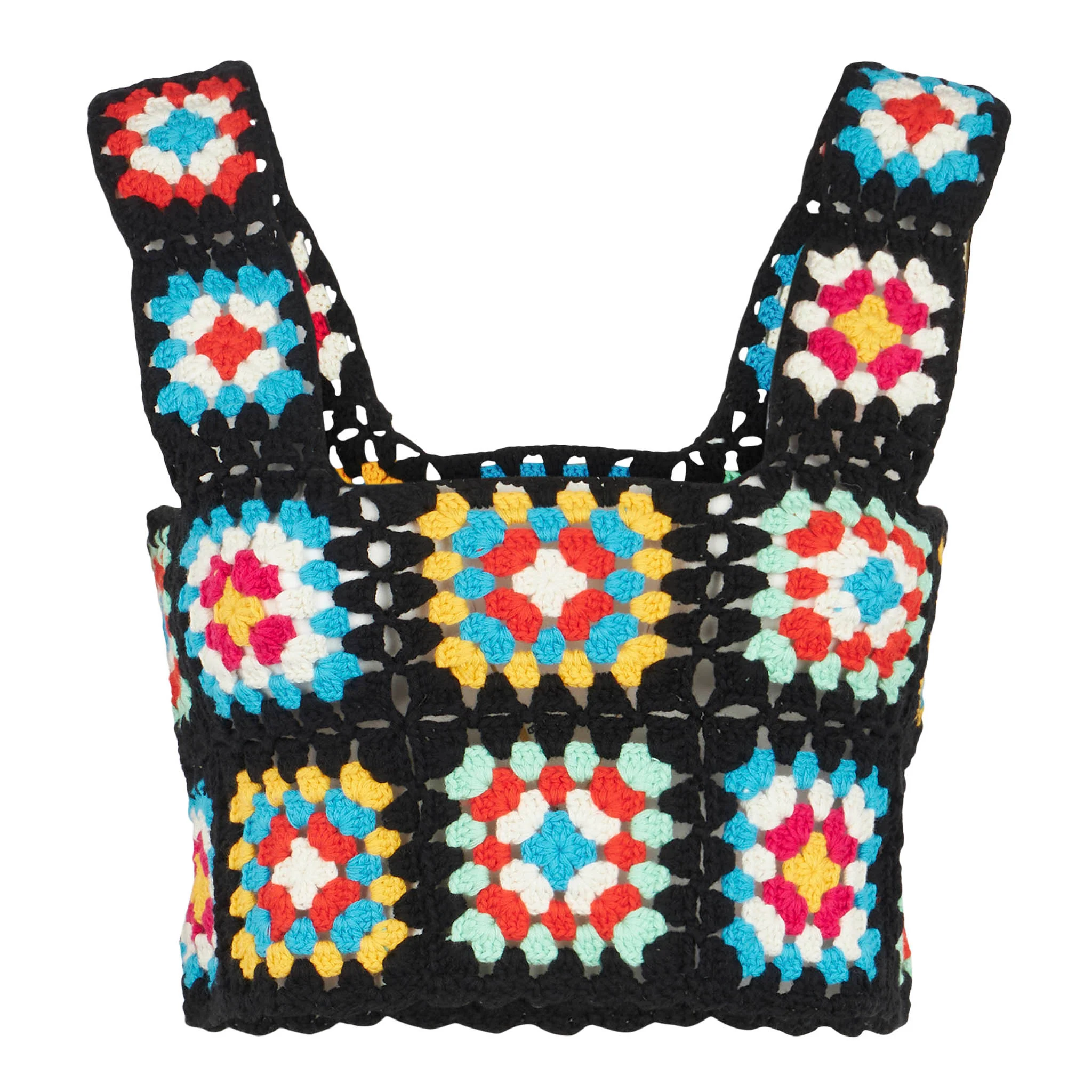 Multicolor crochet Halima top on black base - Image 5