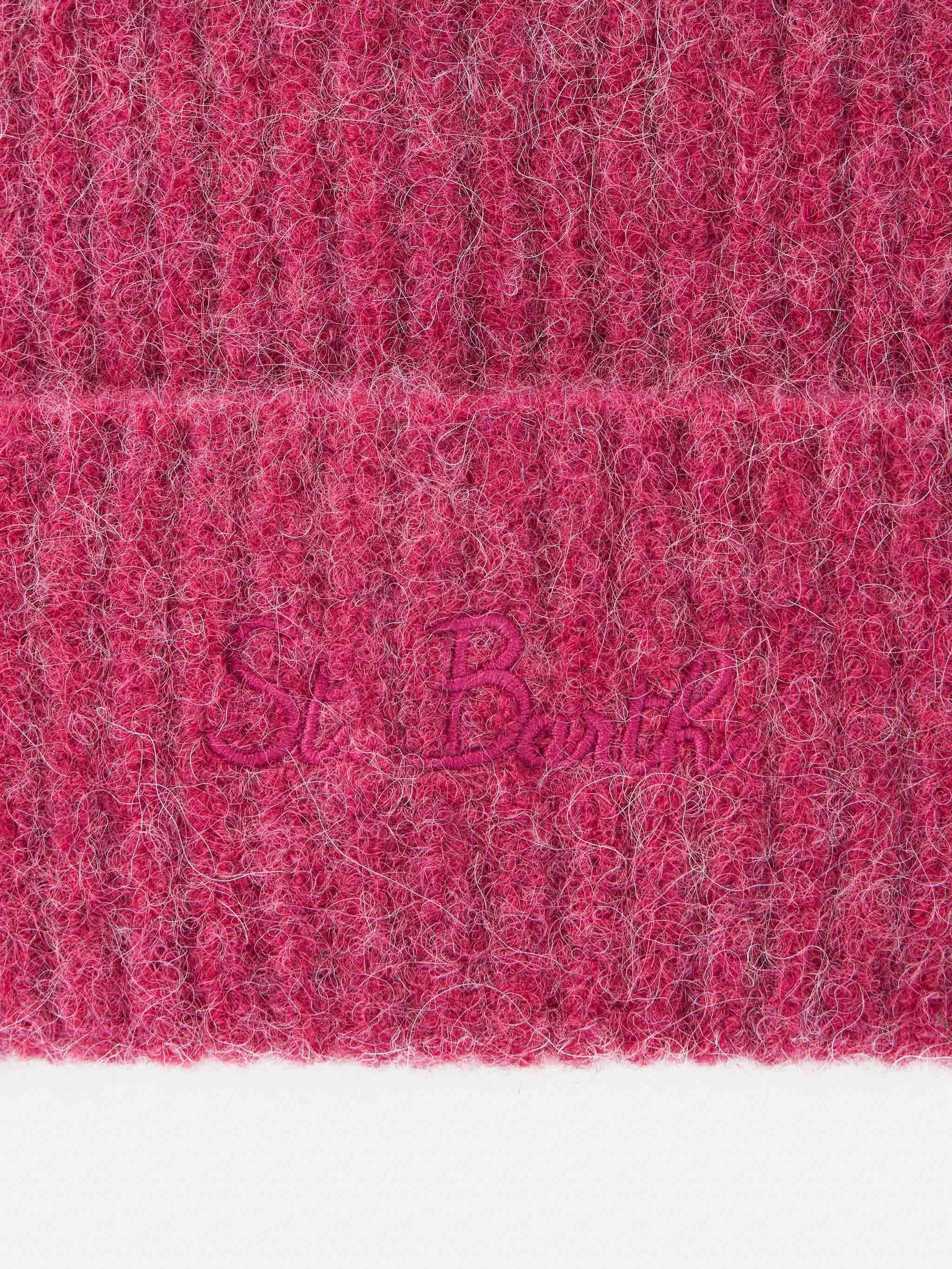 Moss beanie in fuchsia STRETCH ALPACA with st. Barth embroidery - Image 3
