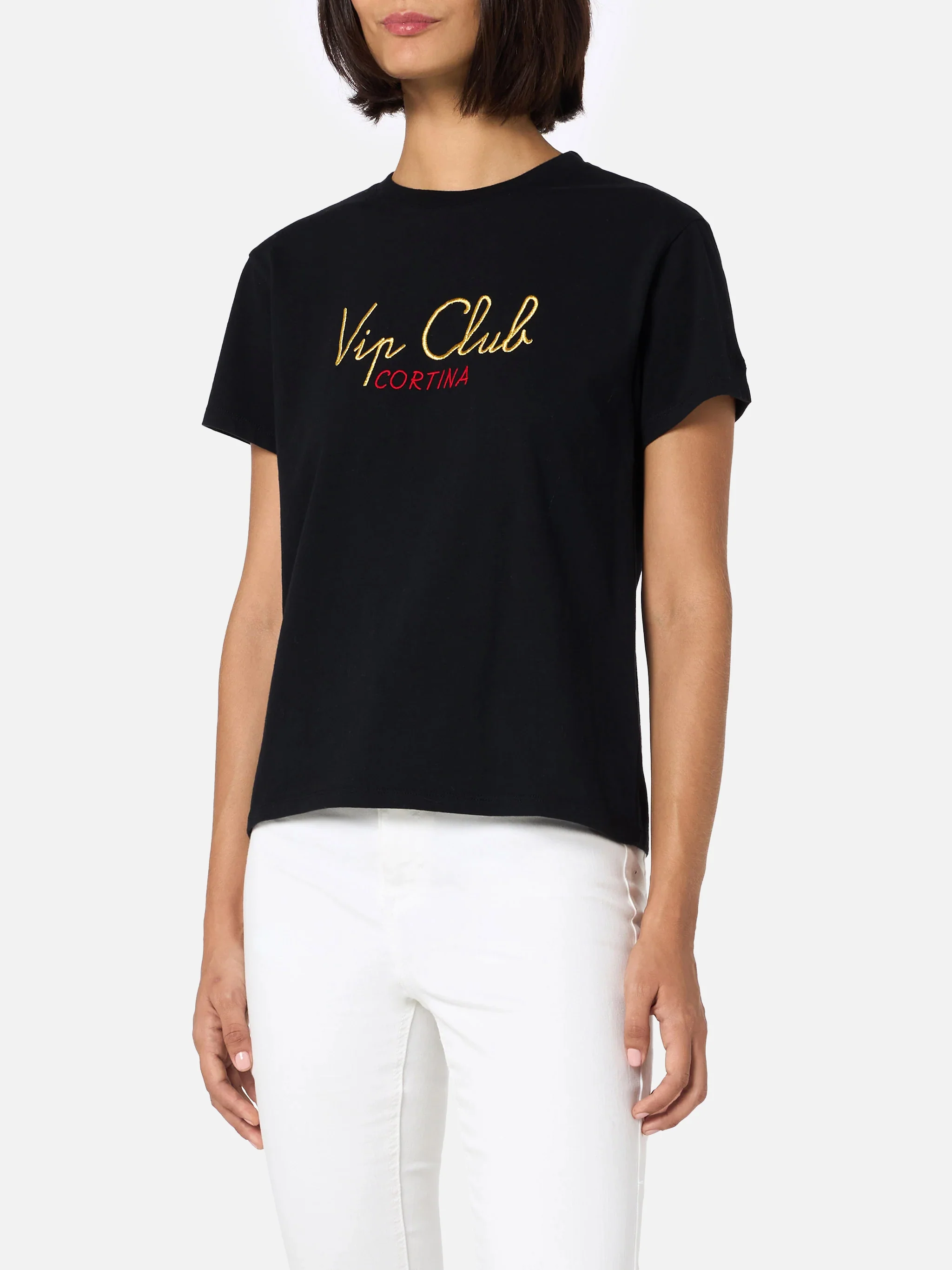 Black Emilie t-shirt with Vip Club Cortina embroidery | Special Edition - Image 2