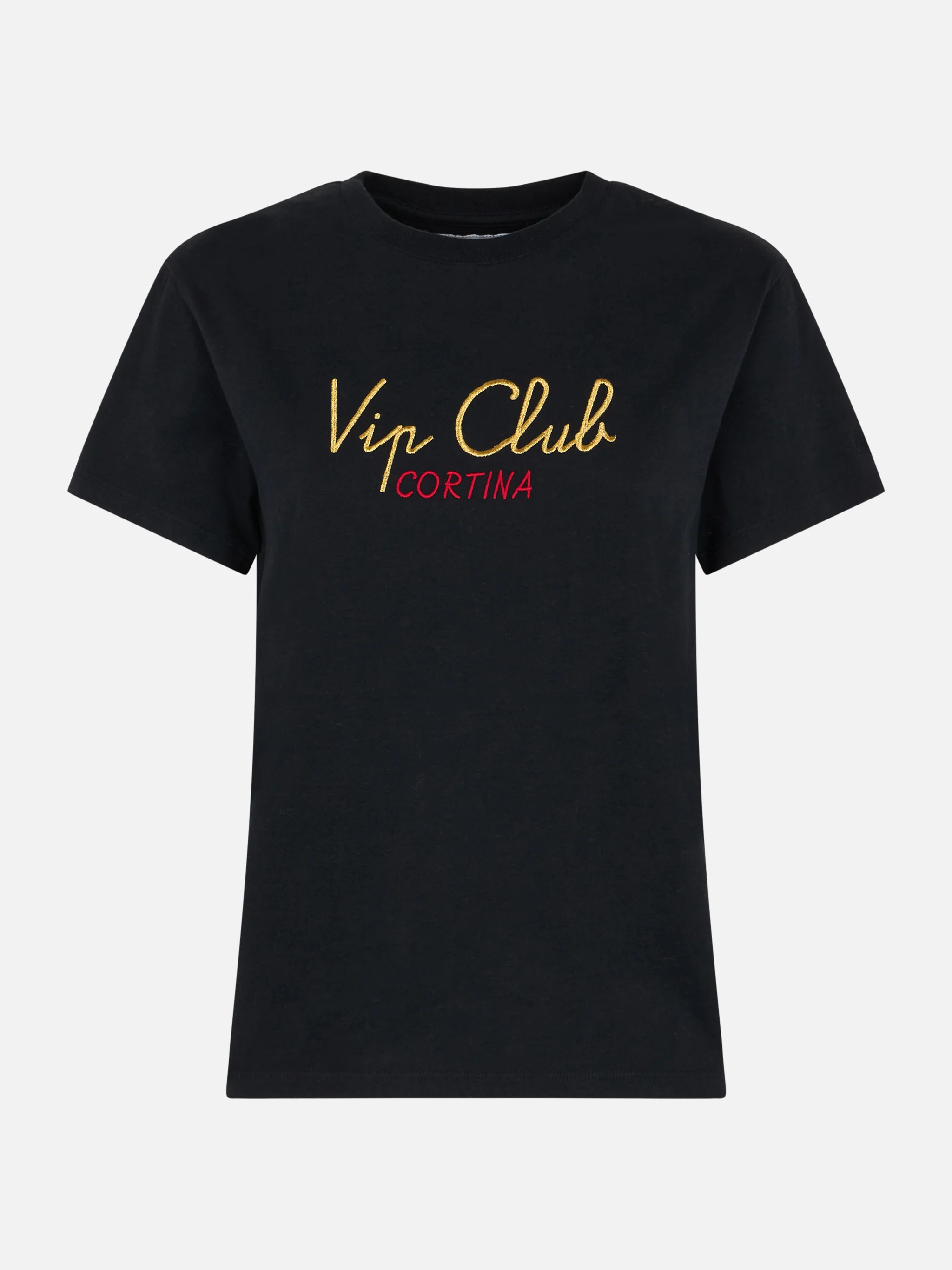 Black Emilie t-shirt with Vip Club Cortina embroidery | Special Edition - Image 3