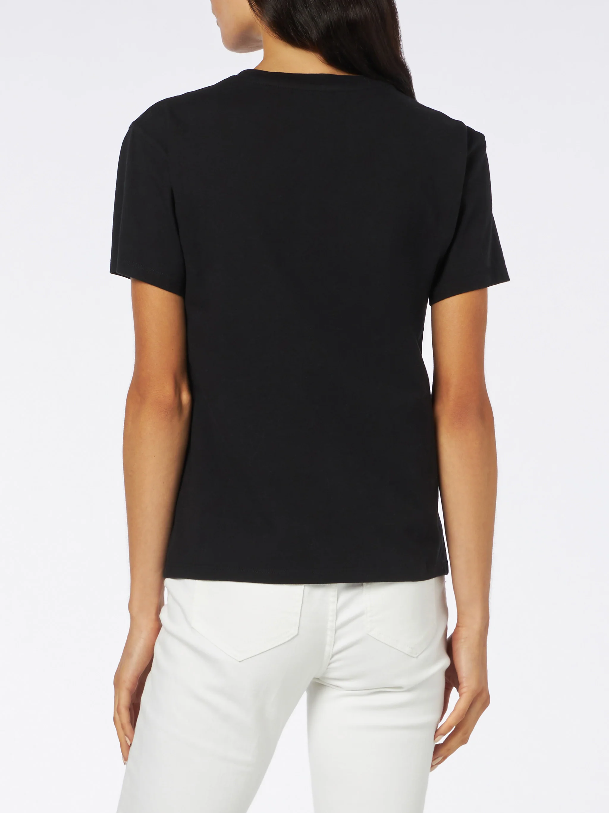 Black Emilie cotton t-shirt with rhinestone print - Image 3
