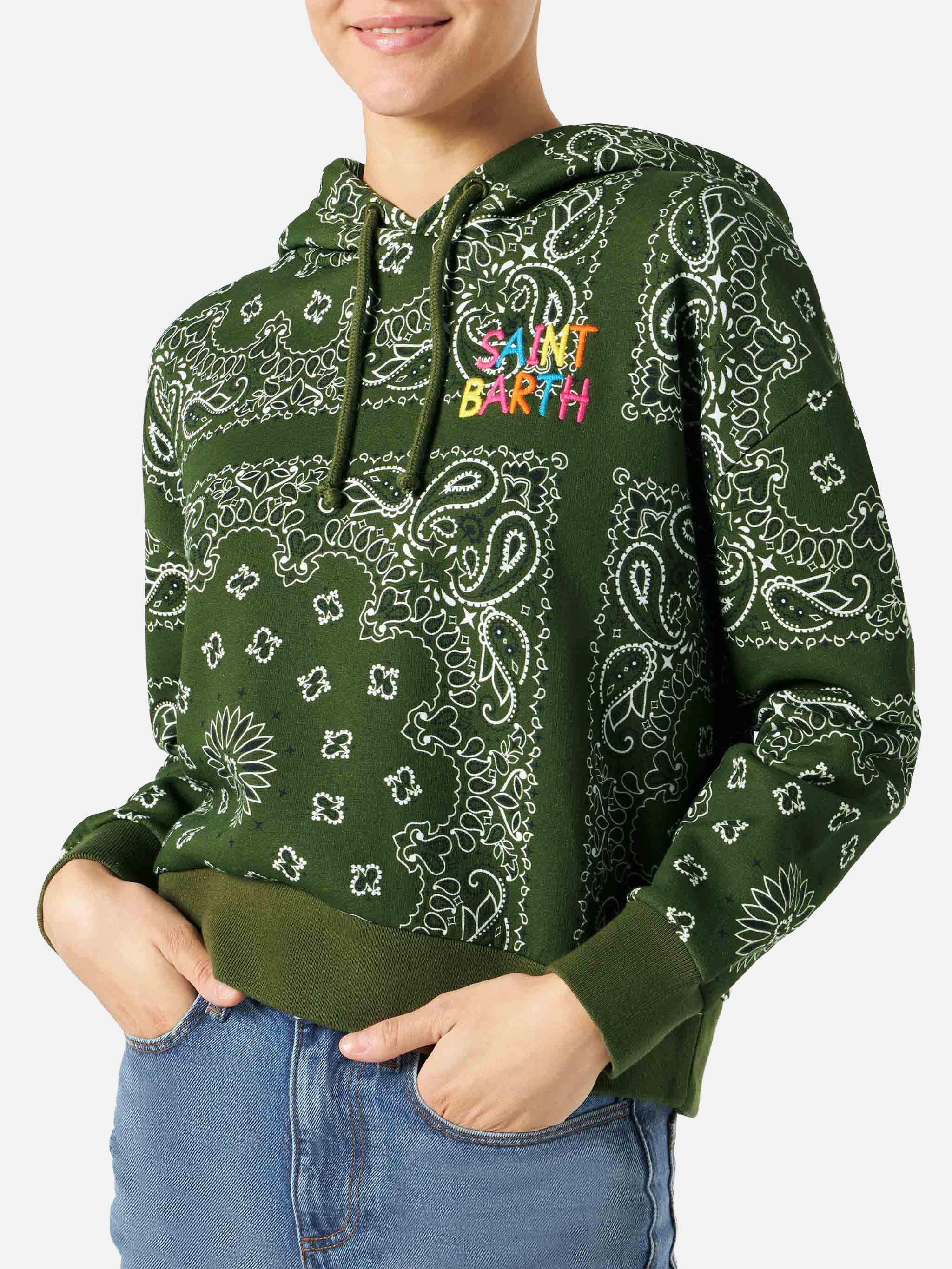 Green Mindy hooded sweatshirt with bandana print - Image 3