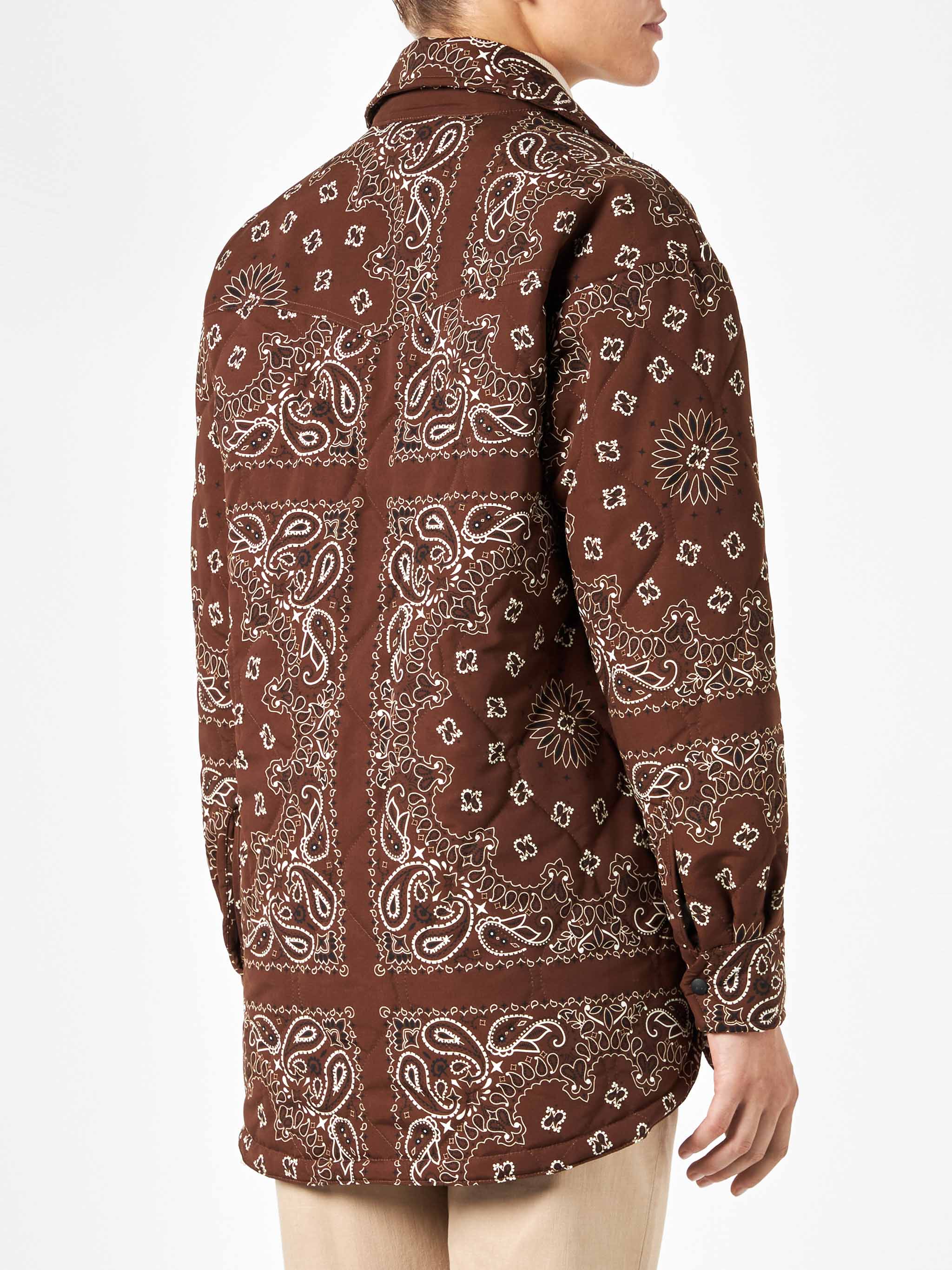 Brown Kimmy quilted jacket with bandana print - Image 2