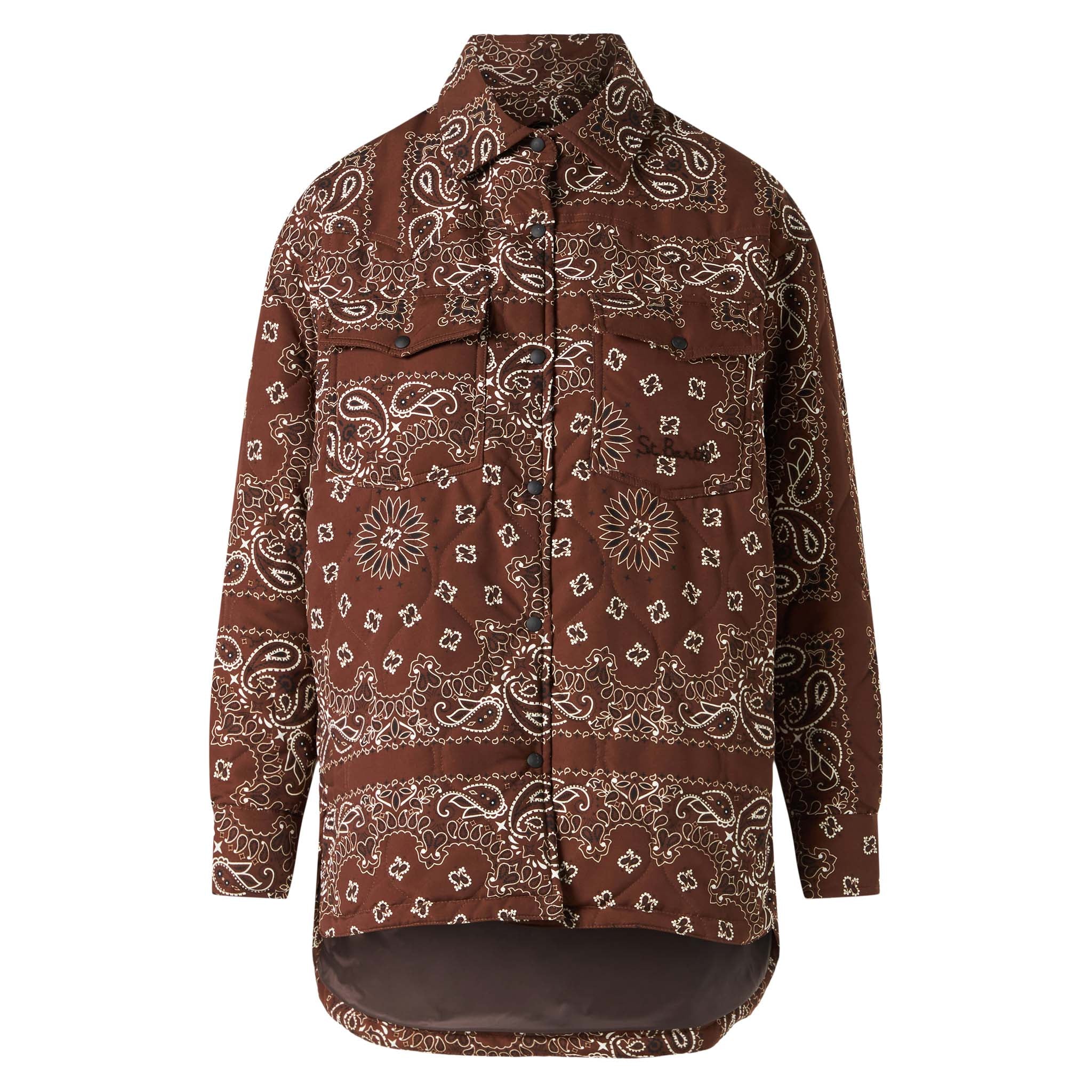 Brown Kimmy quilted jacket with bandana print - Image 4