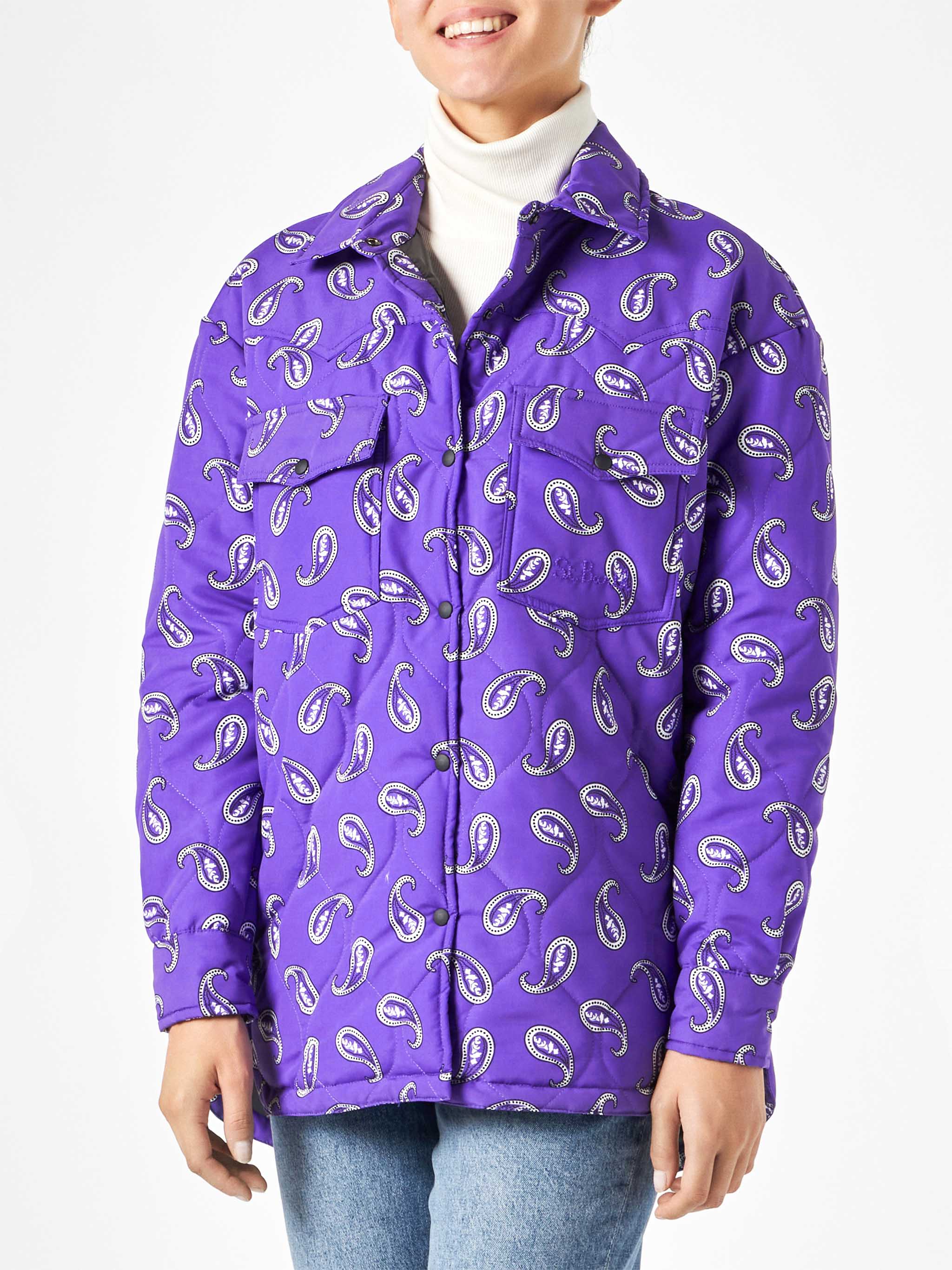 Purple Kimmy quilted jacket with paisley print - Image 3
