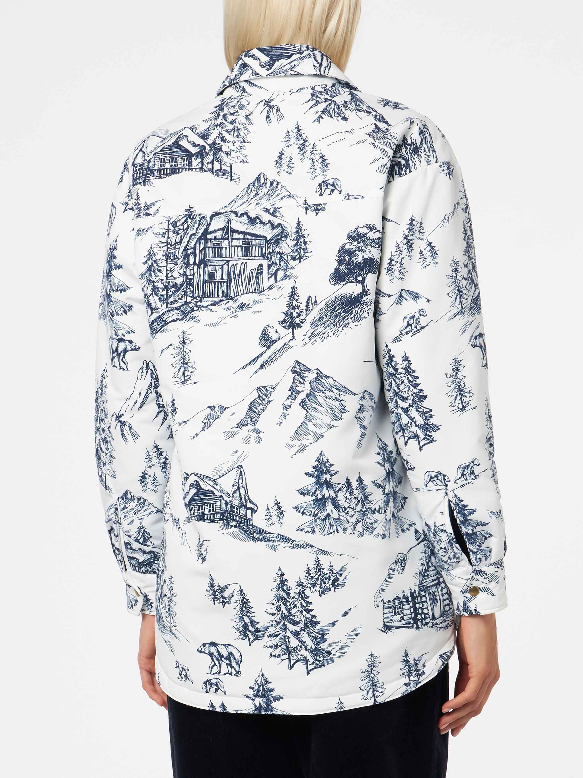 Kimmy lightweight quilted jacket with blue toile de jouy print - Image 2