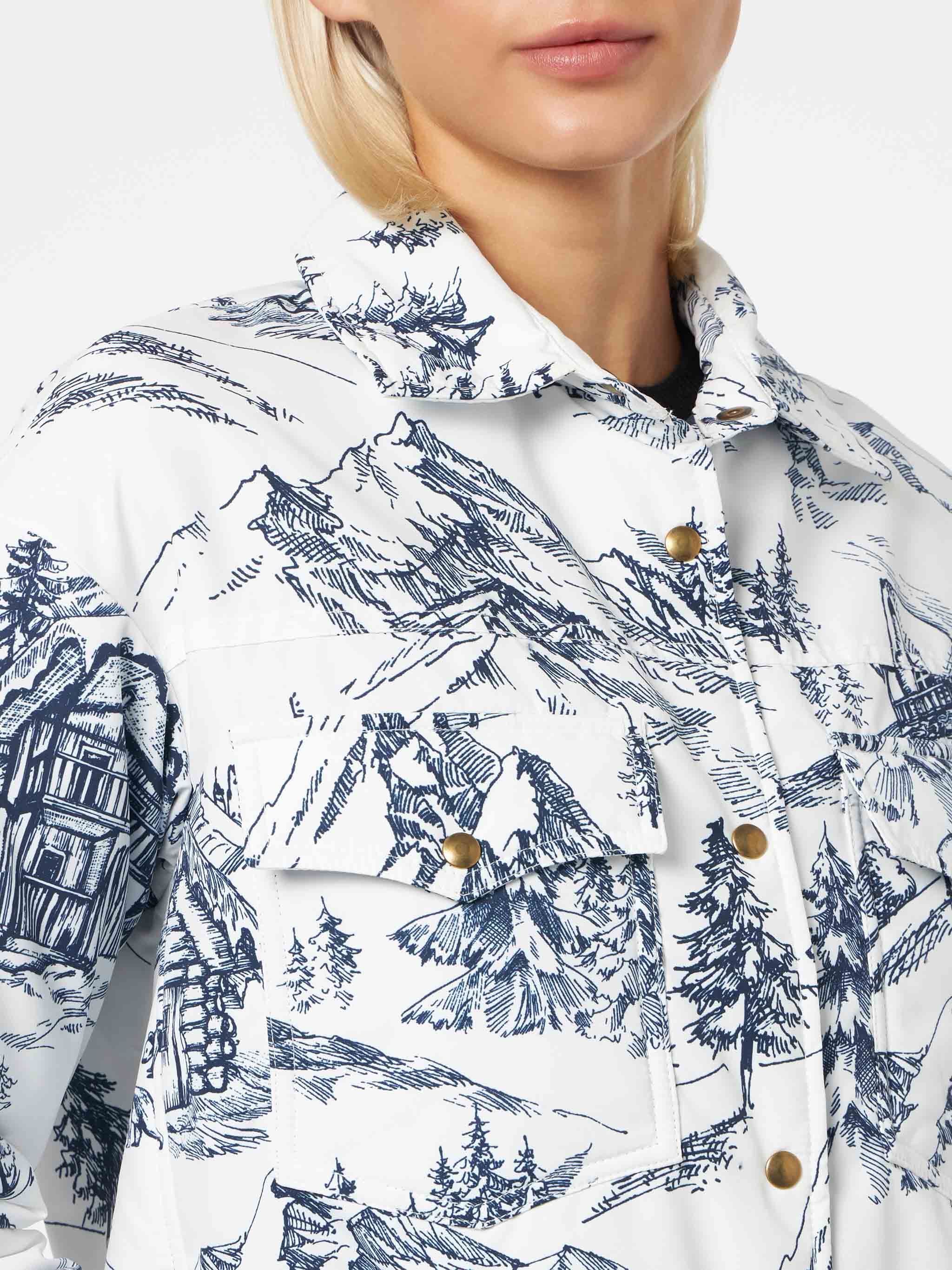 Kimmy lightweight quilted jacket with blue toile de jouy print - Image 3