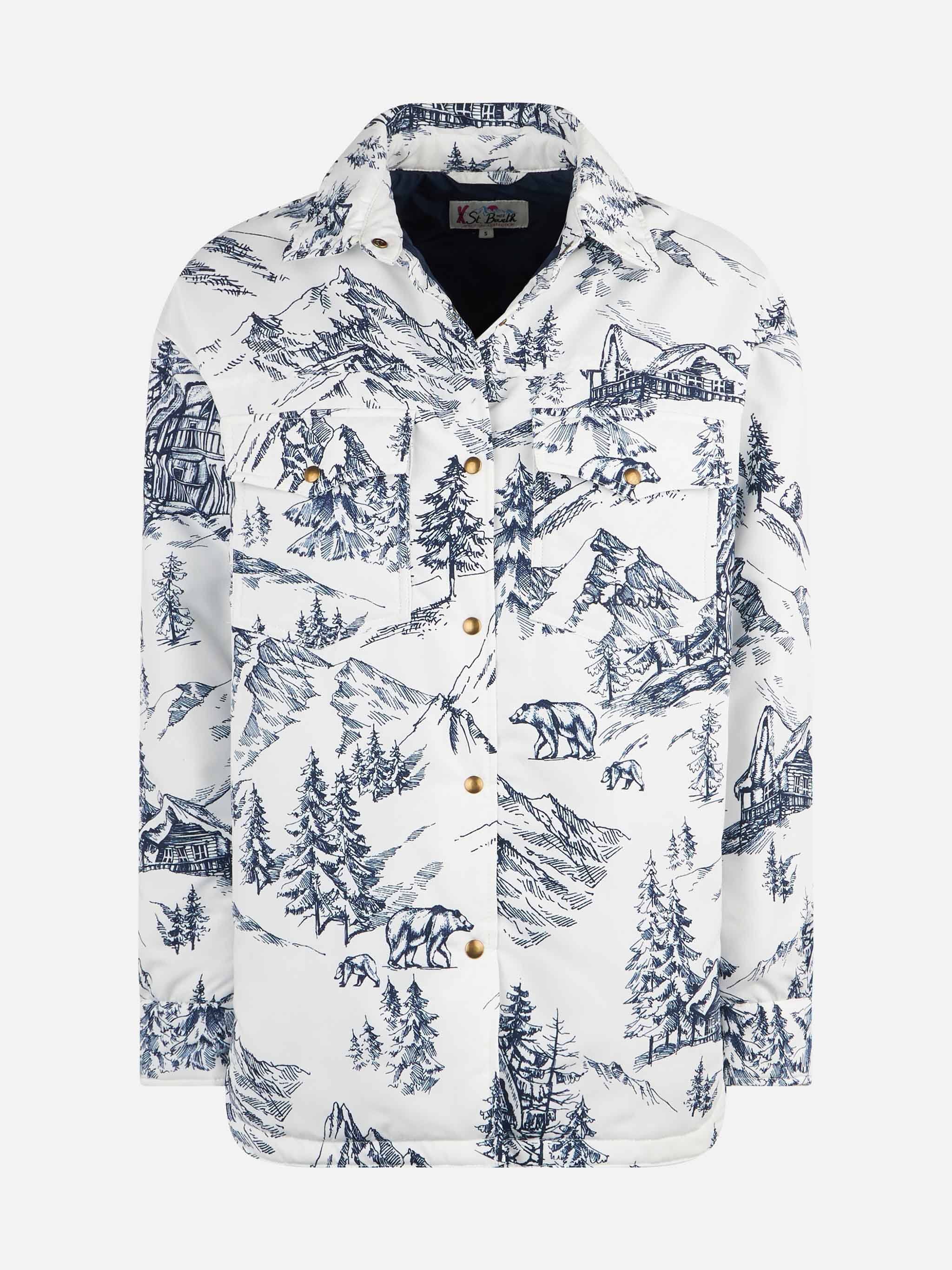Kimmy lightweight quilted jacket with blue toile de jouy print - Image 4