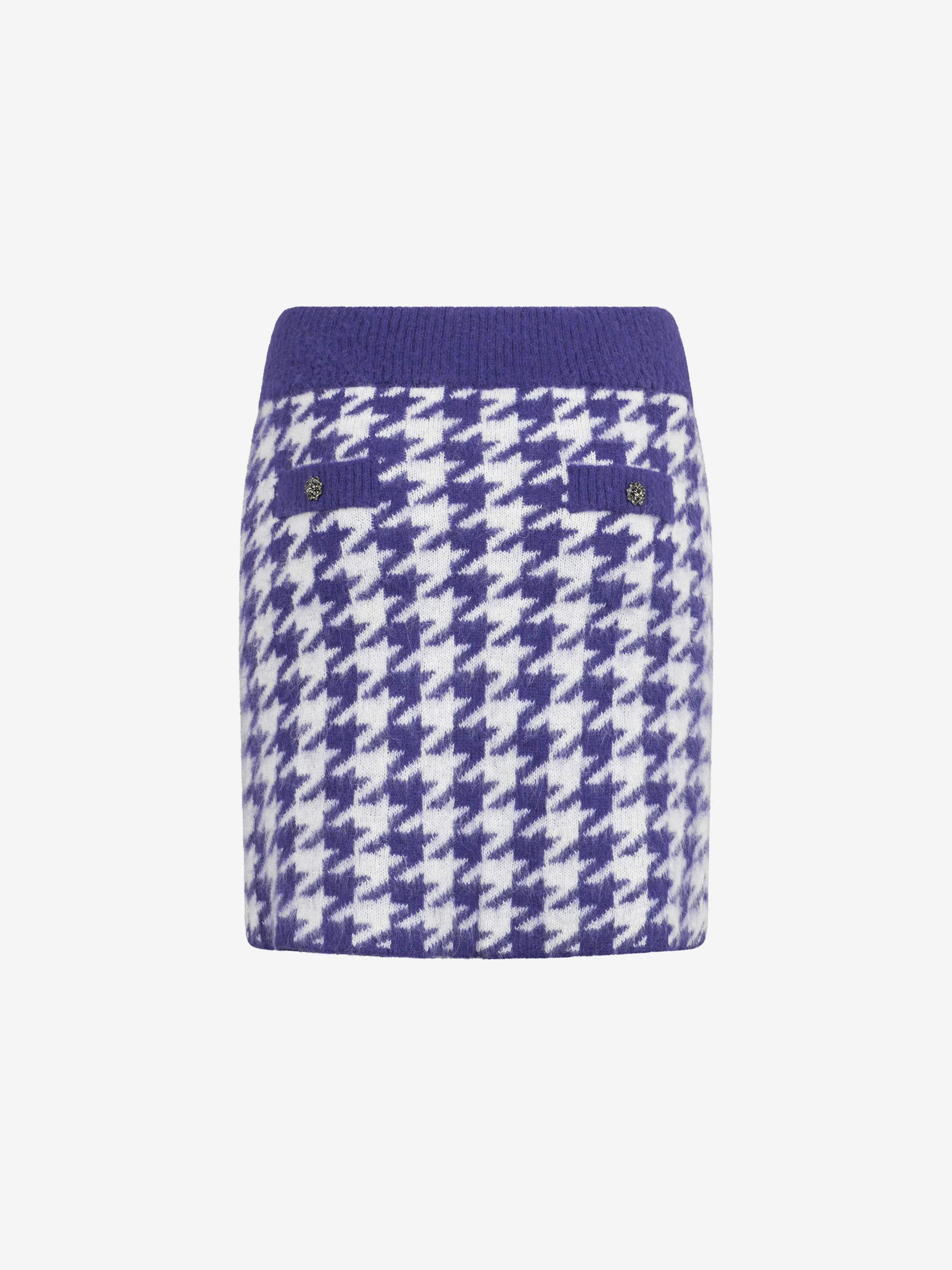 Purple Chatel knitted skirt with pied de poule pattern - Image 5
