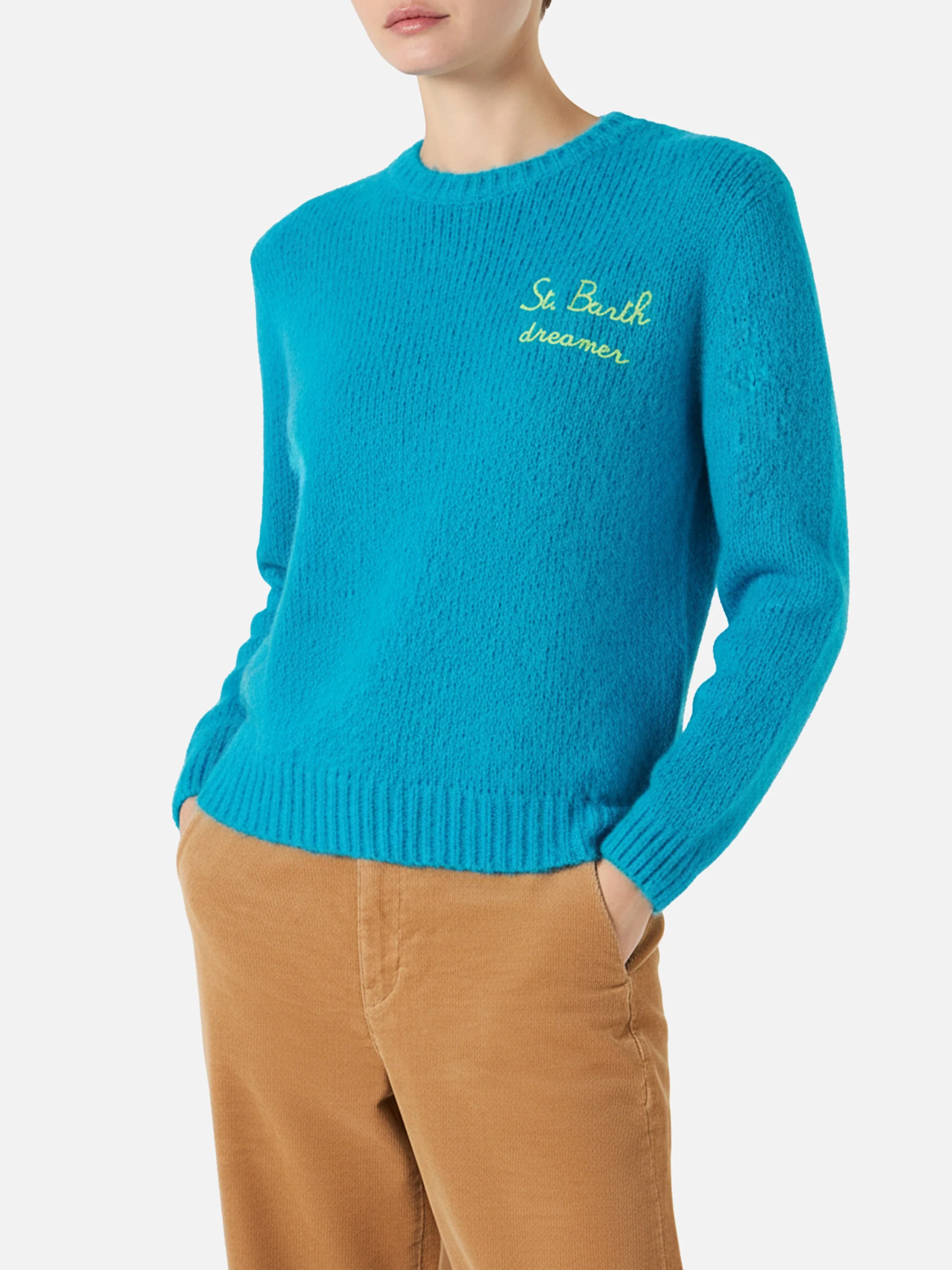 New Queen light blue brushed sweater with Dreamer embroidery - Image 2