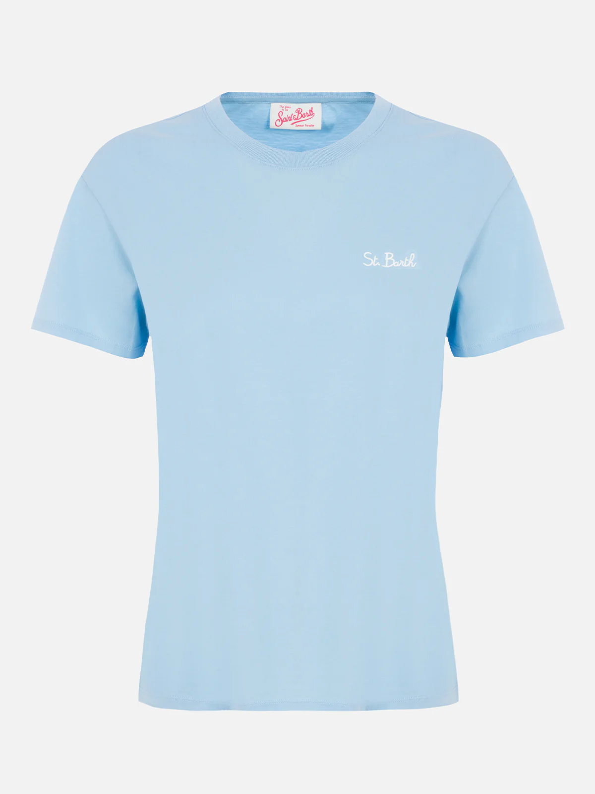 Emilie light blue cotton t-shirt with logo embroidery - Image 4