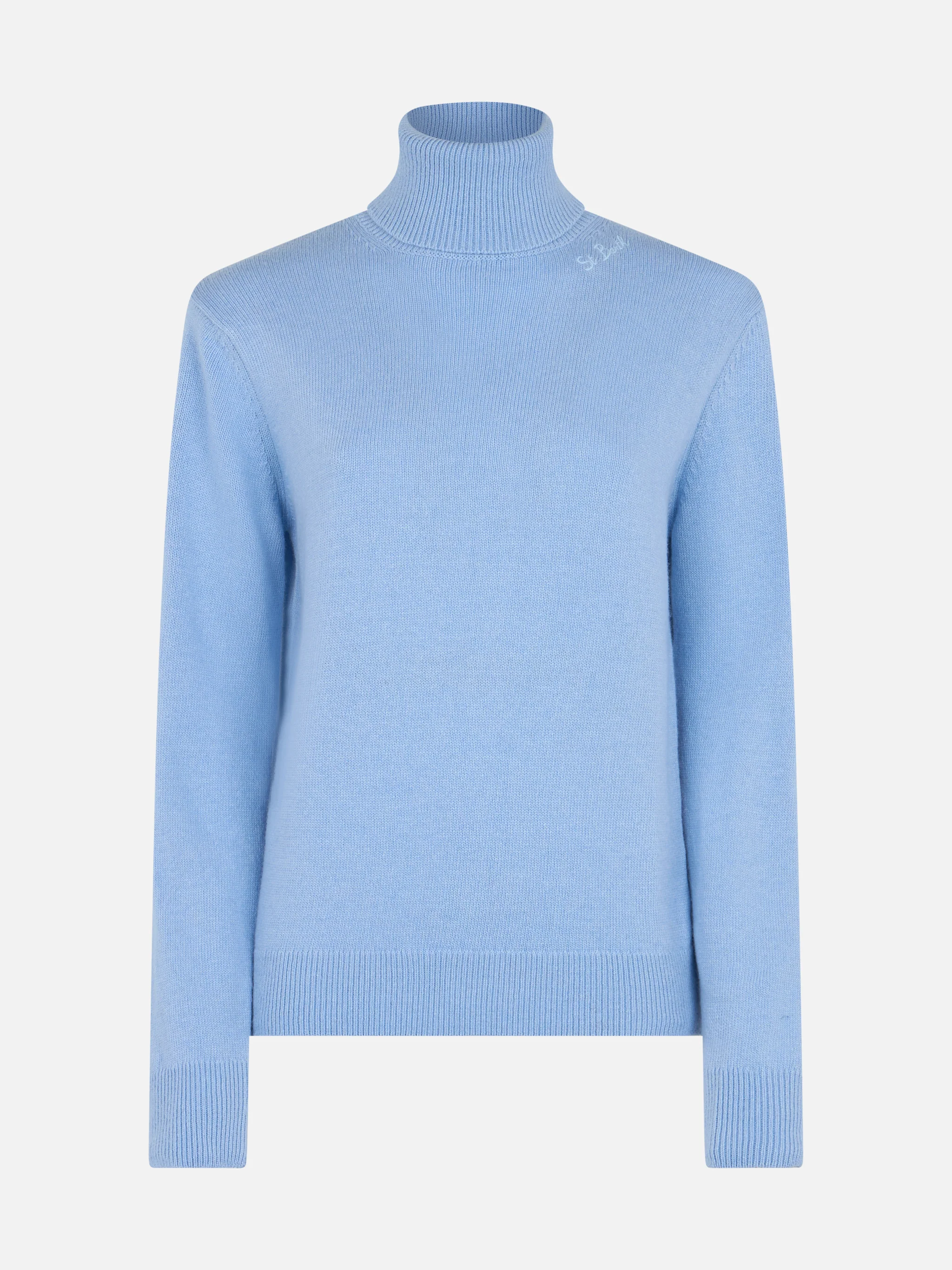 Light blue turtleneck Moody in BLENDED CASHMERE - Image 4