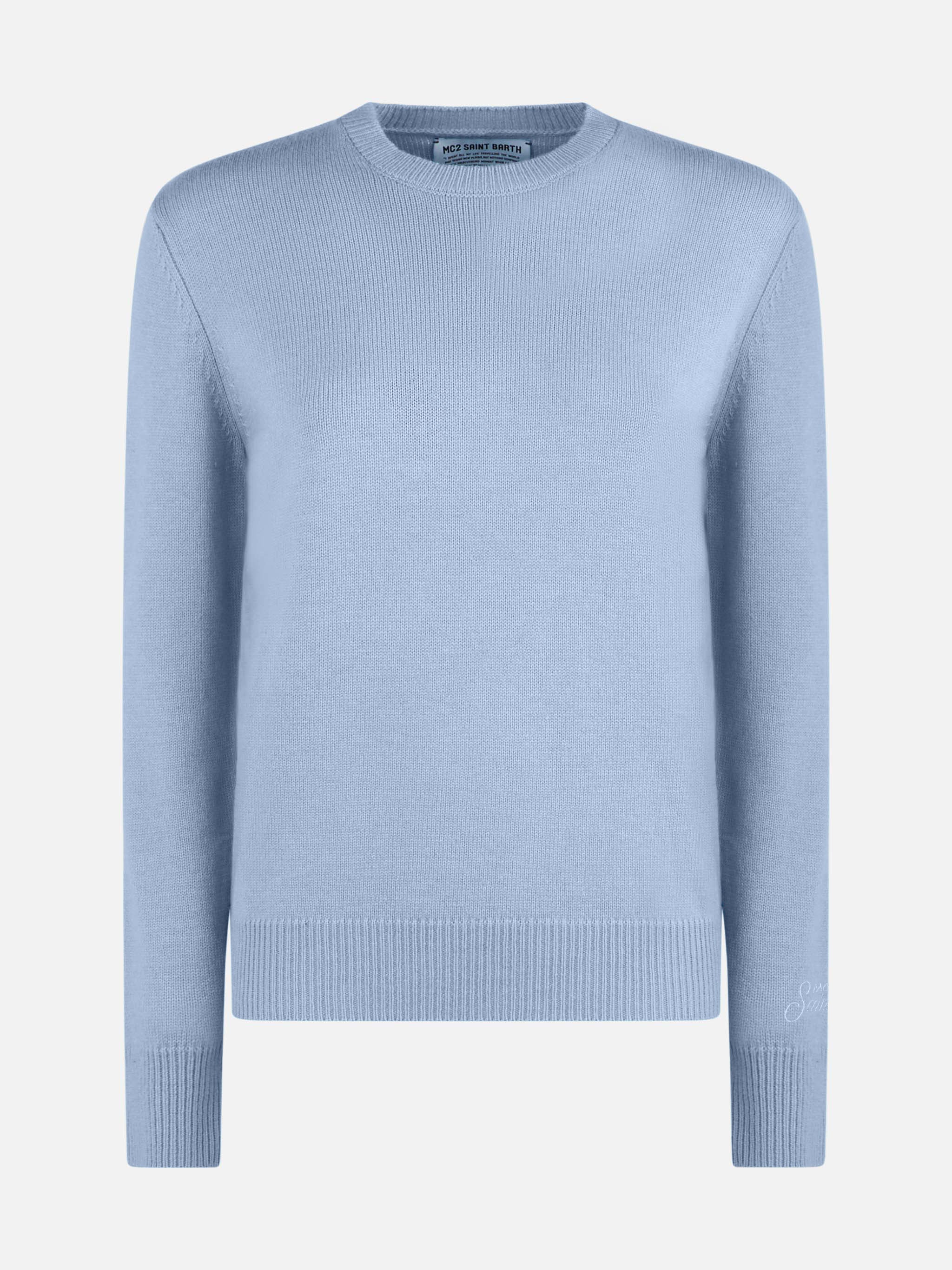 100% CASHMERE sweater Sorbonne in light blue - Image 4