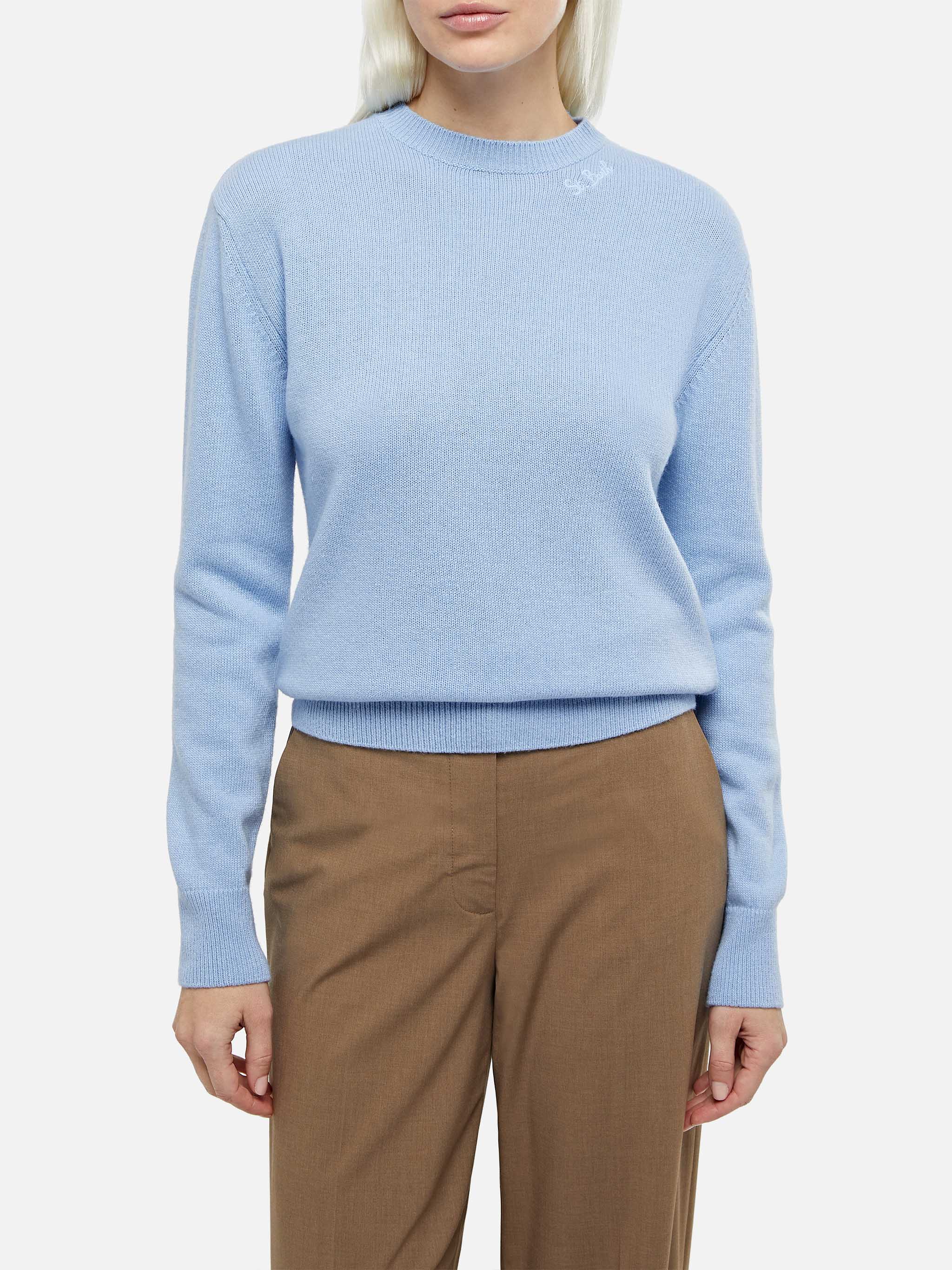 Sorbonne light blue cashmere blend cable knit sweater