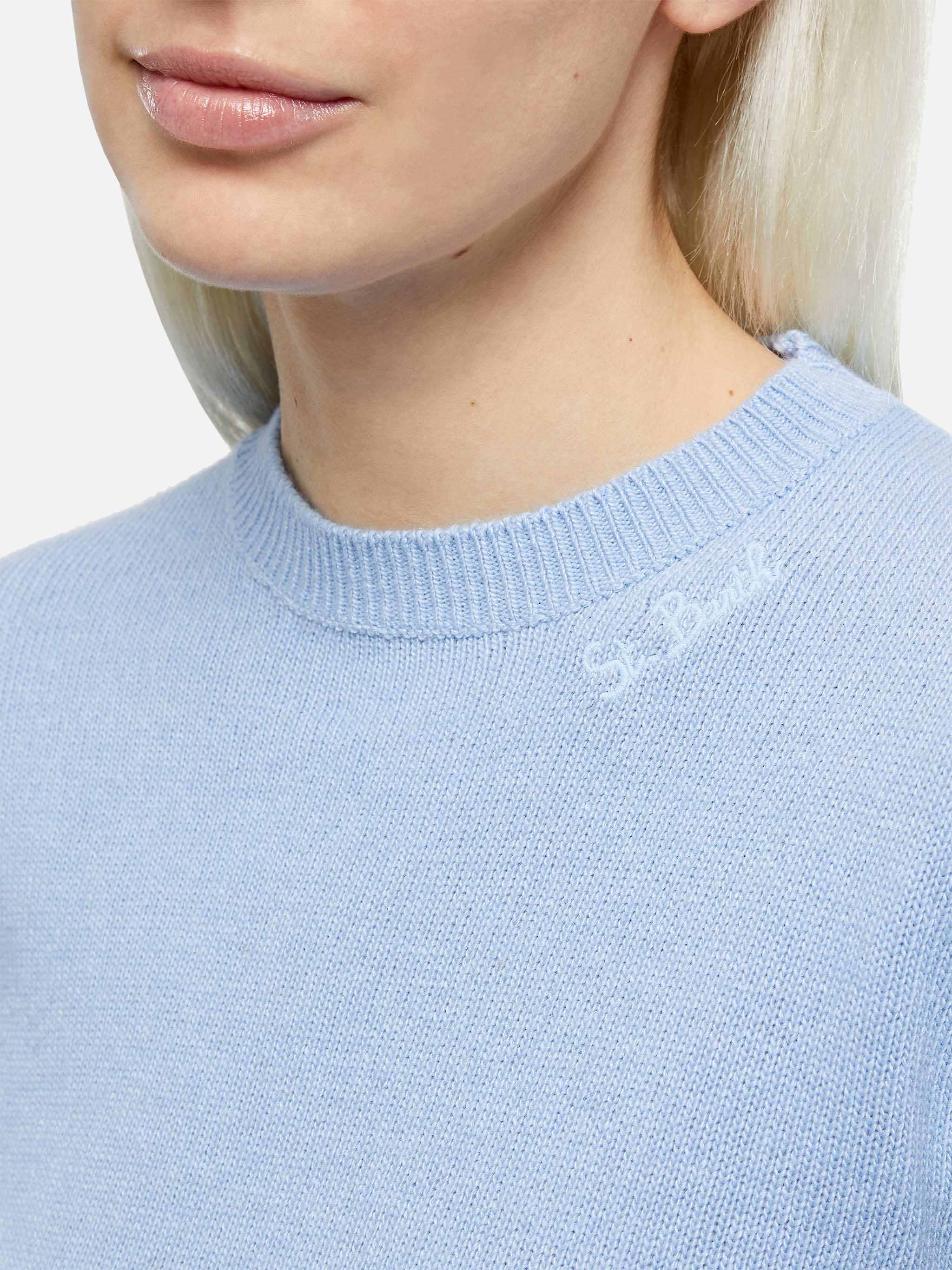 Sorbonne light blue cashmere blend cable knit sweater - Image 2