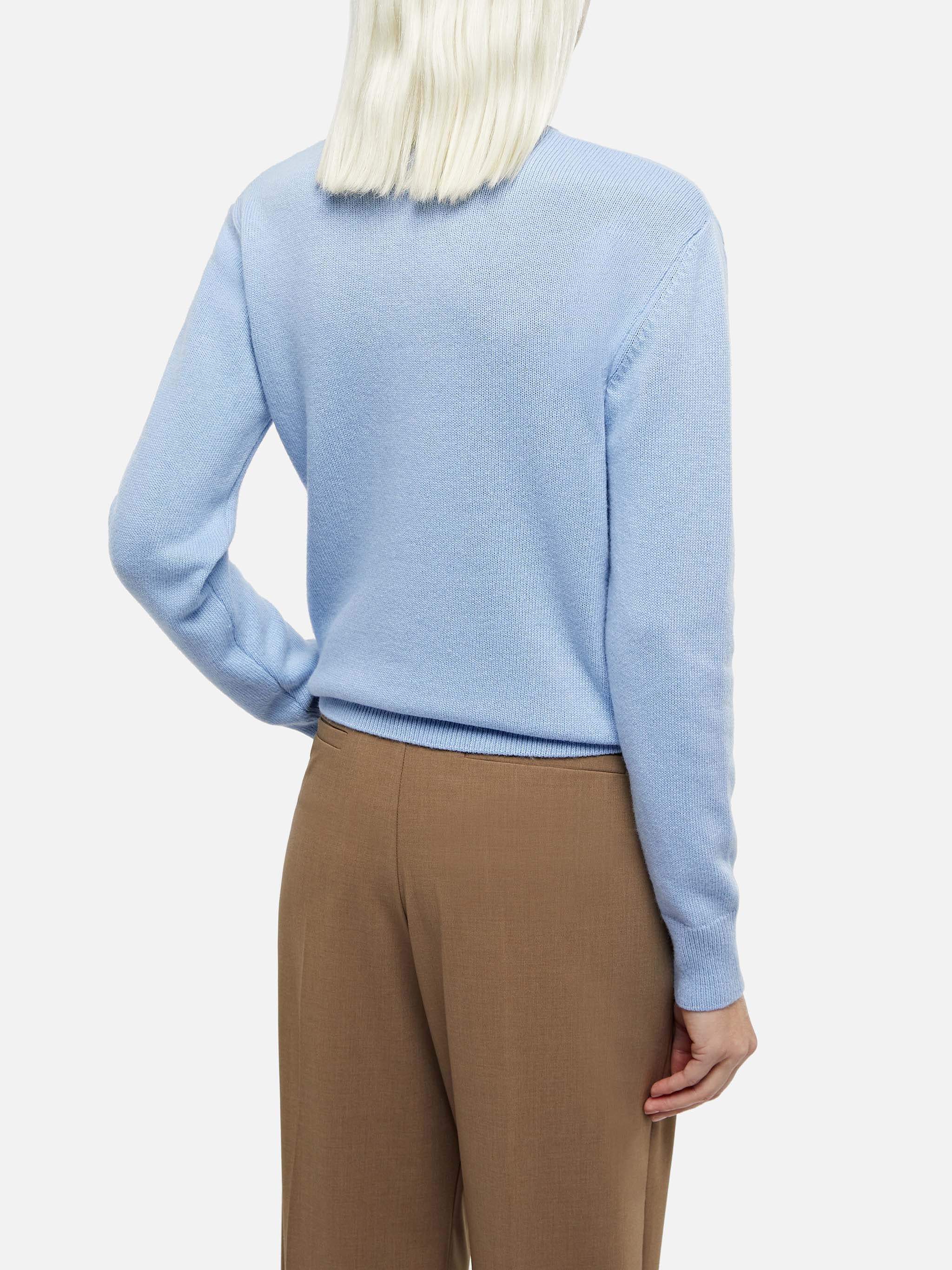 Sorbonne light blue cashmere blend cable knit sweater - Image 3