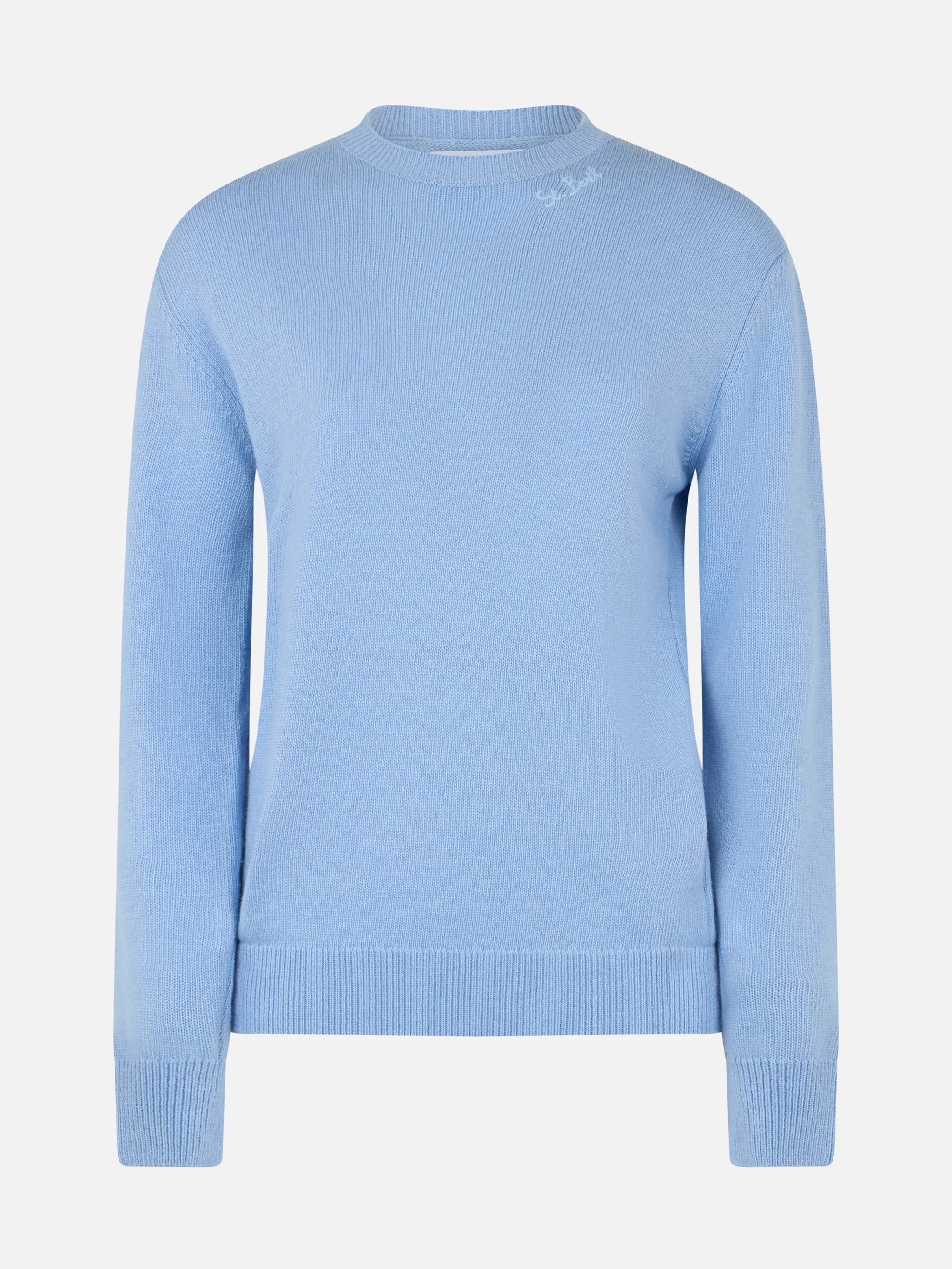 Sorbonne light blue cashmere blend cable knit sweater - Image 4