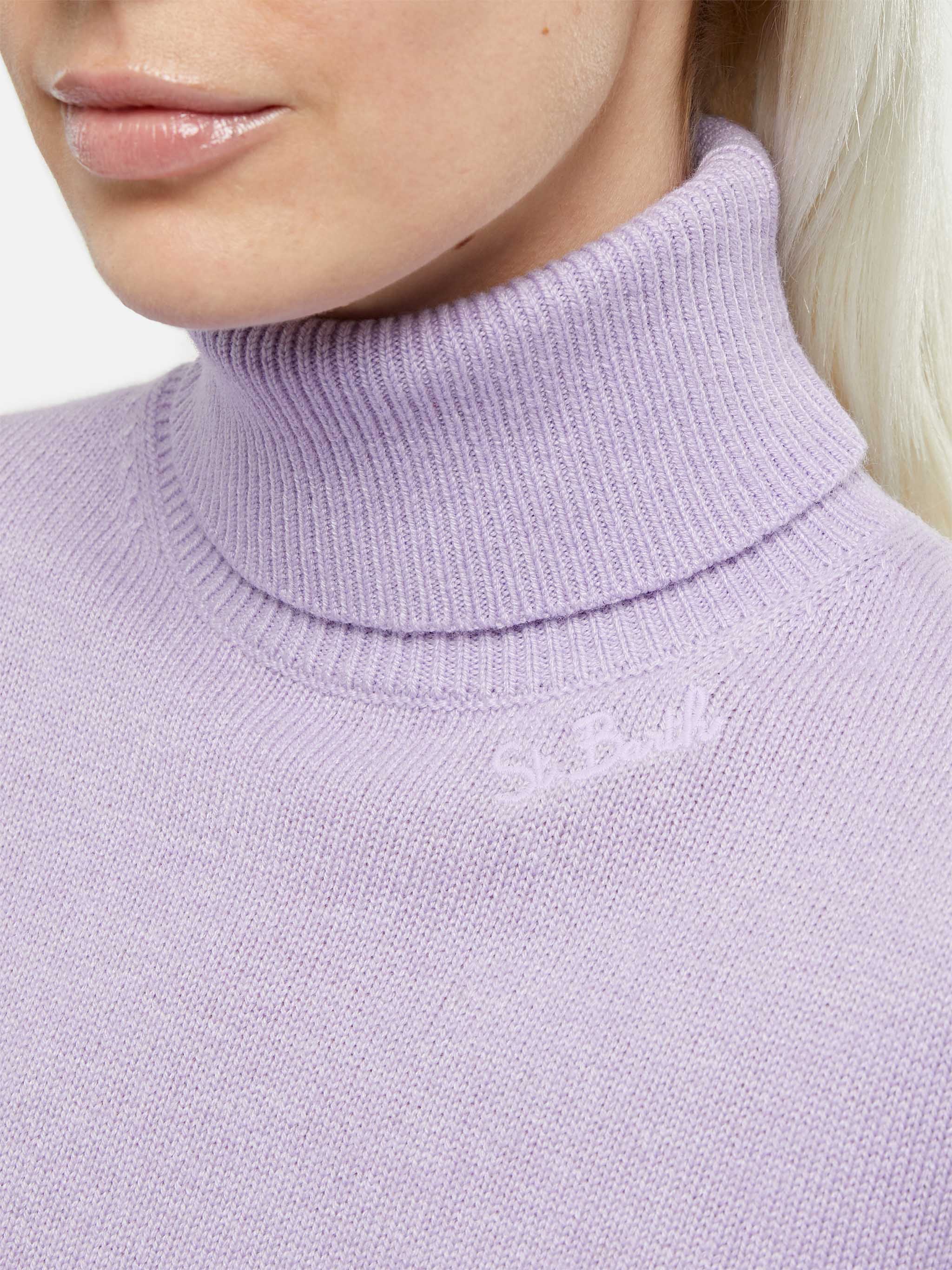 Lilac turtleneck Moody in BLENDED CASHMERE - Image 2