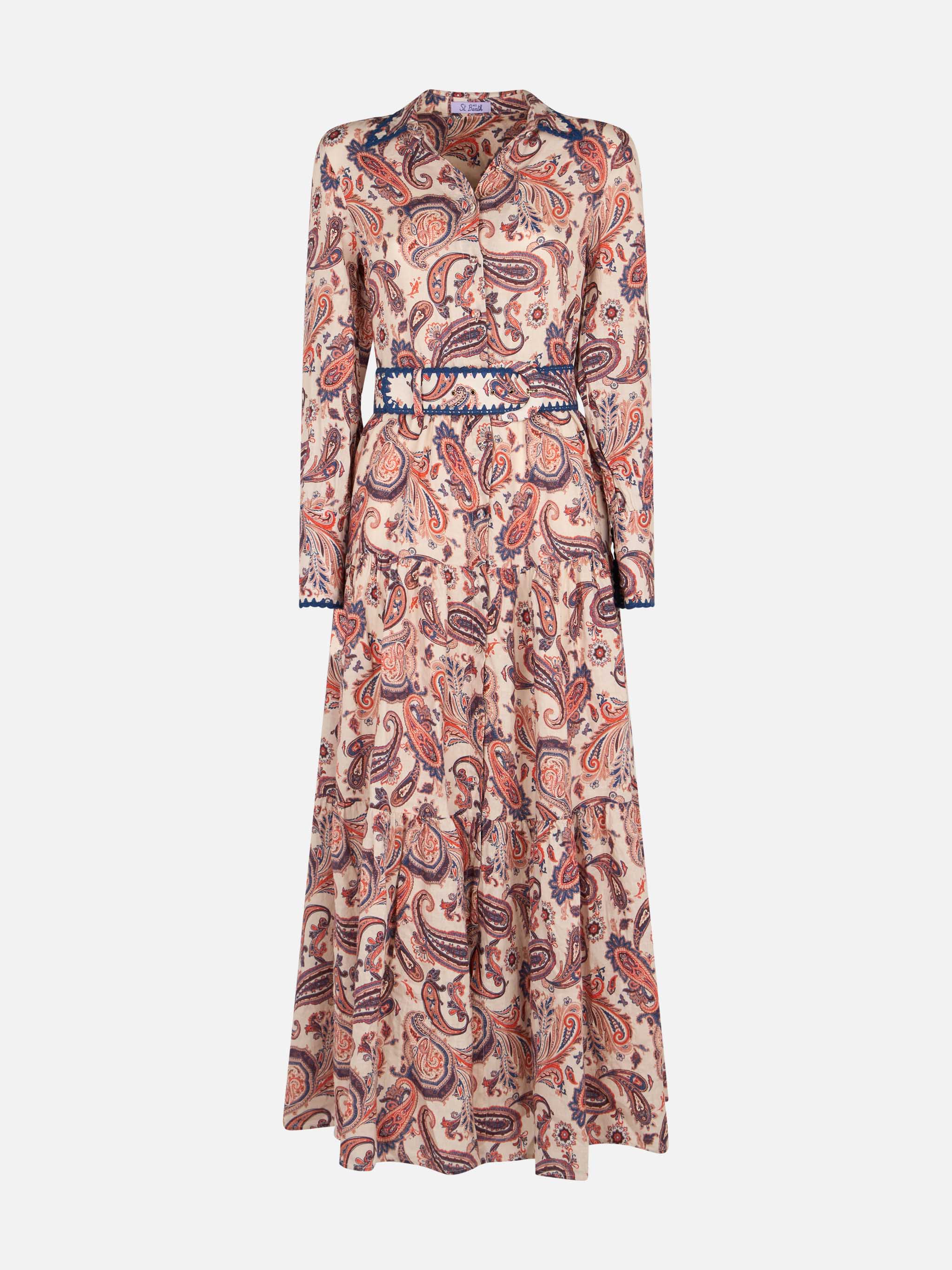 Marbella paisley linen long dress - Image 4