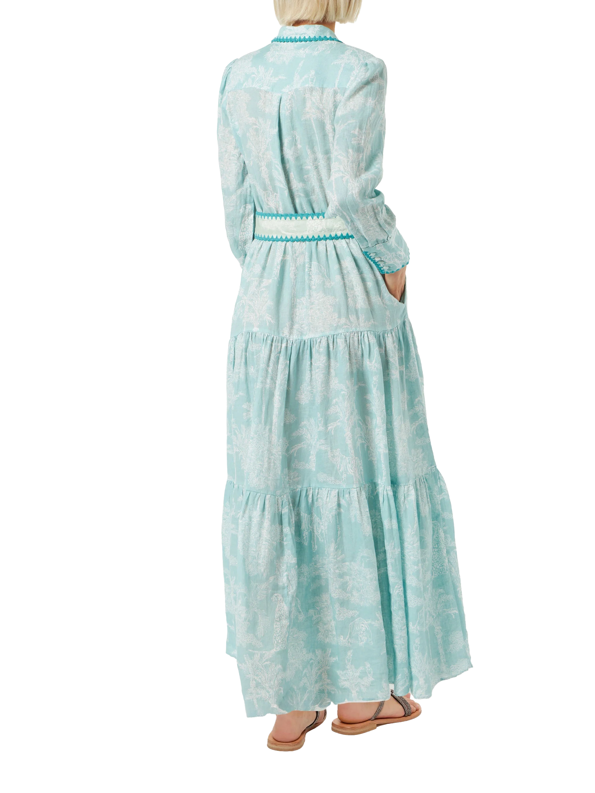Marbella linen long dress with jungle print - Image 2