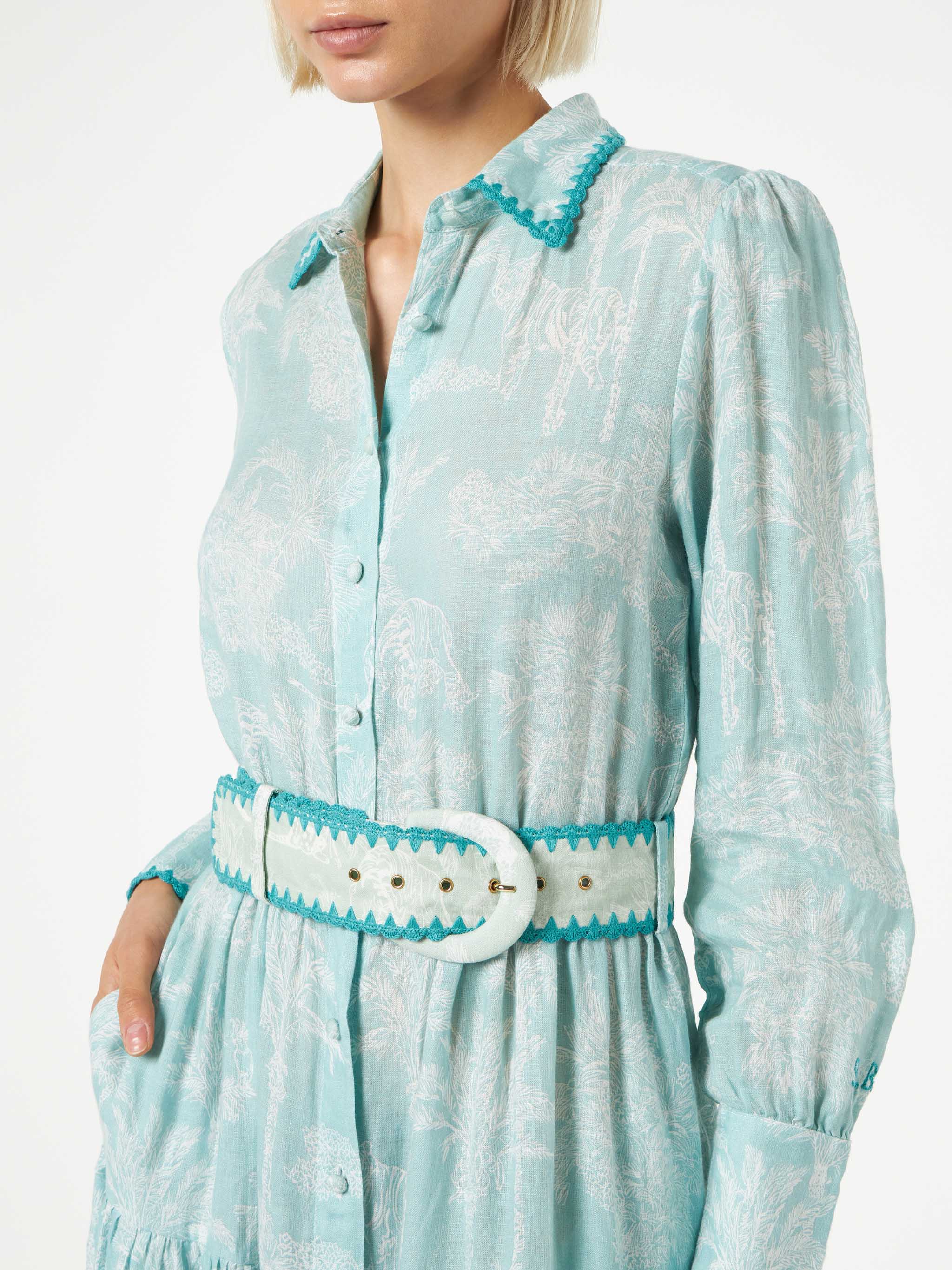 Marbella linen long dress with jungle print - Image 3