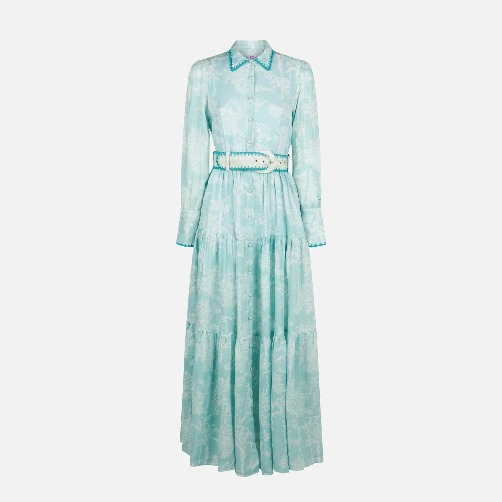 Marbella linen long dress with jungle print - Image 4